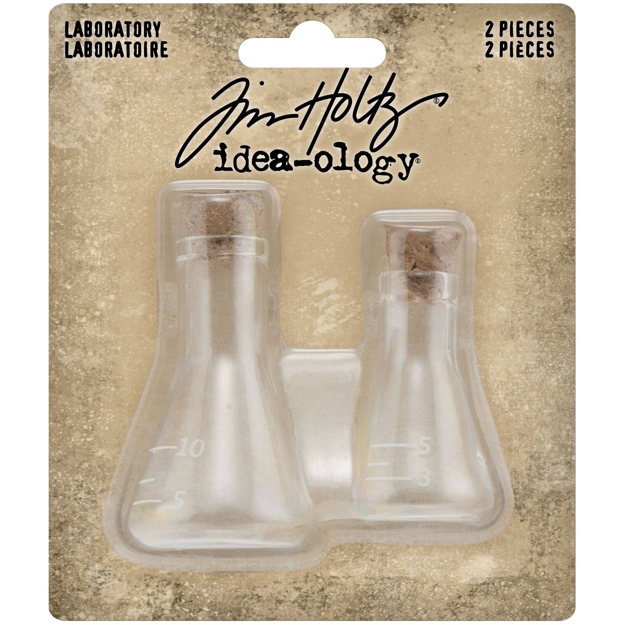 Idea-Ology Small Corked Glass Flasks 2/Pkg-Laboratory 2" To 2.375"