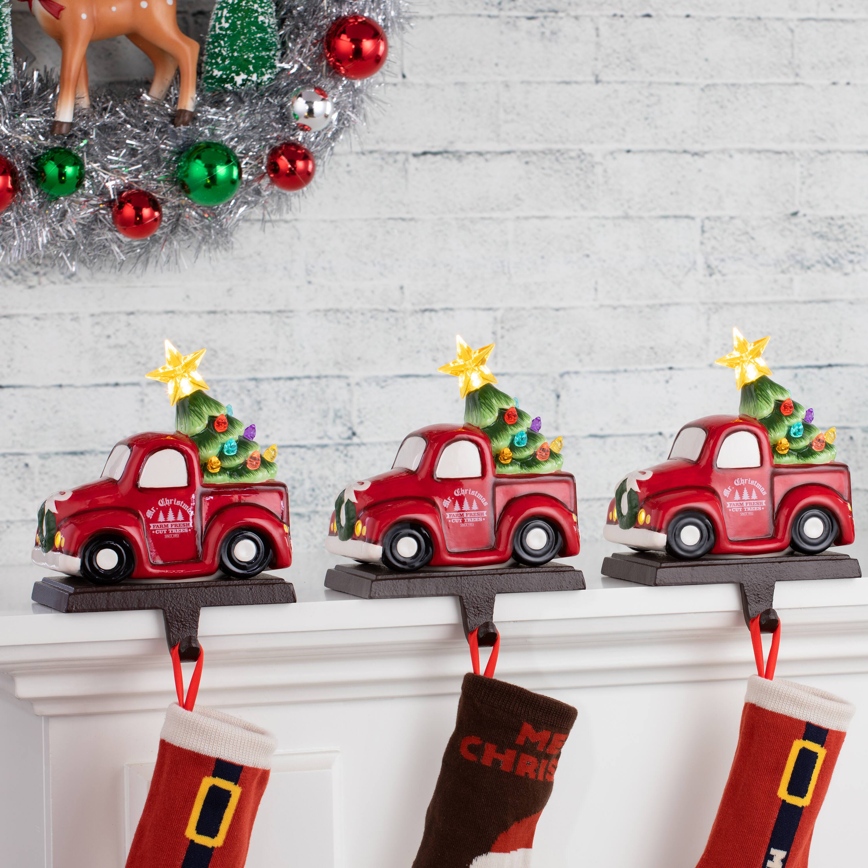 Red Truck Illuminated Stocking Hanger