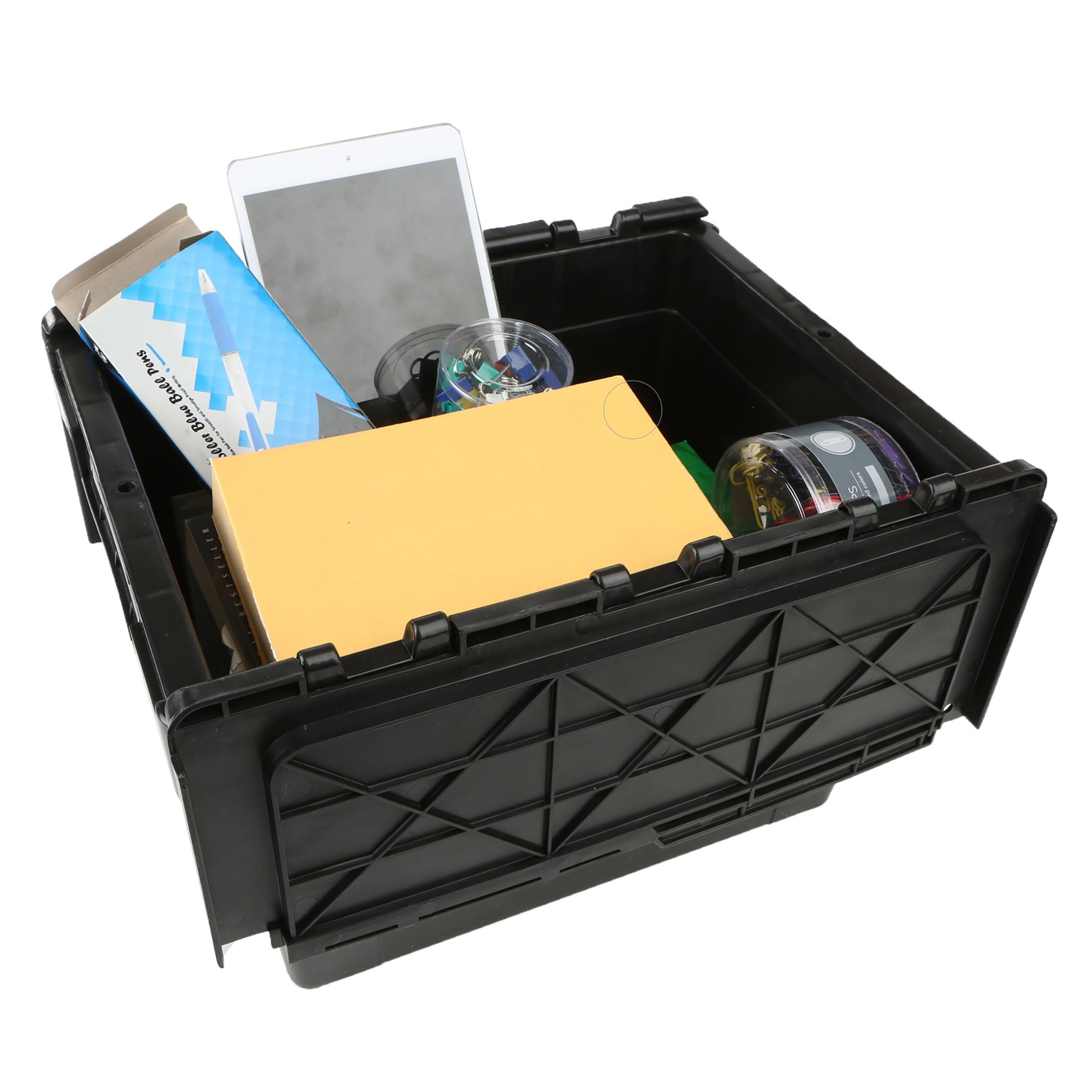 Mind Reader Black Heavy Duty Plastic Crate Storage Bin