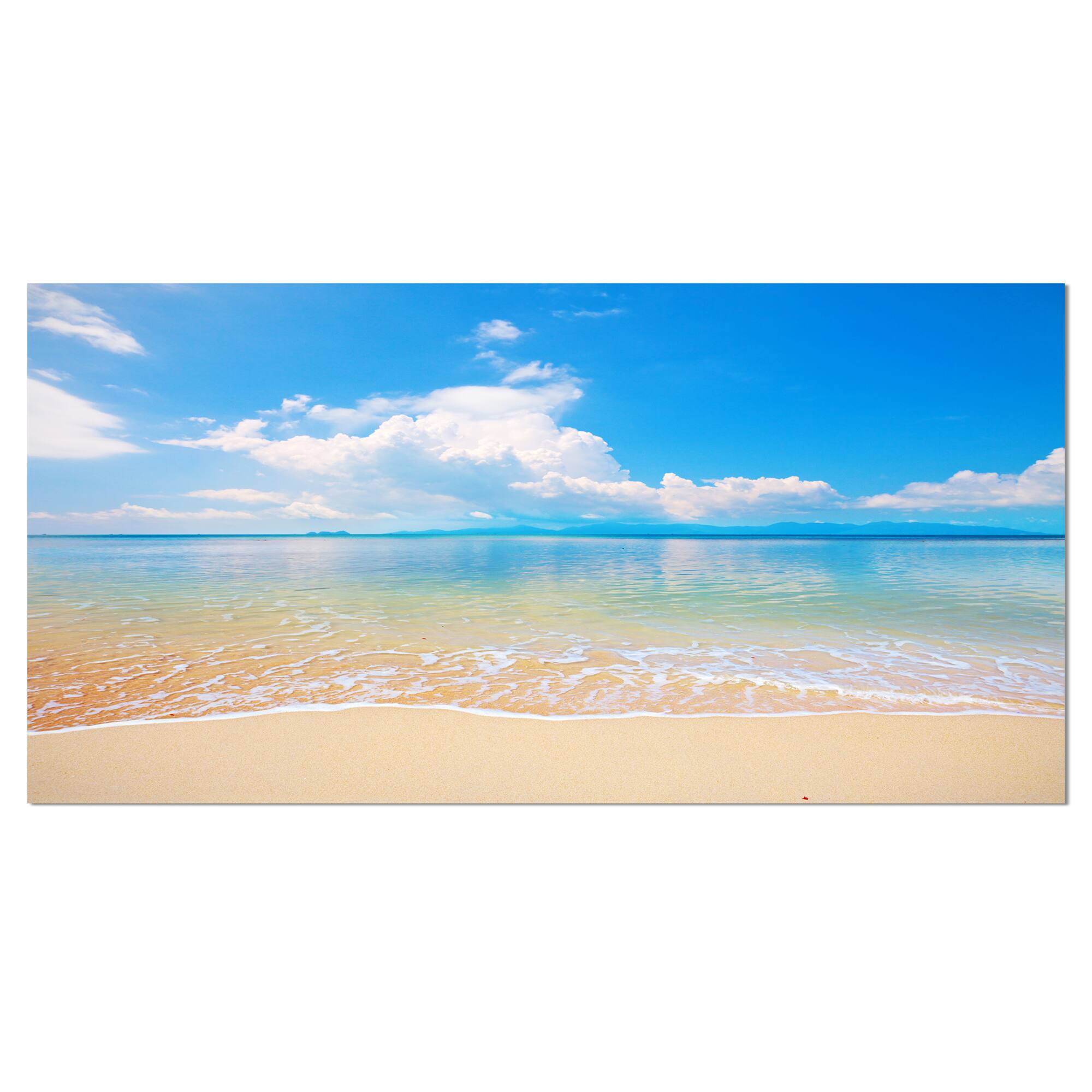 Designart - Large Clouds Over Calm Beach - Seashore Photo Canvas Print