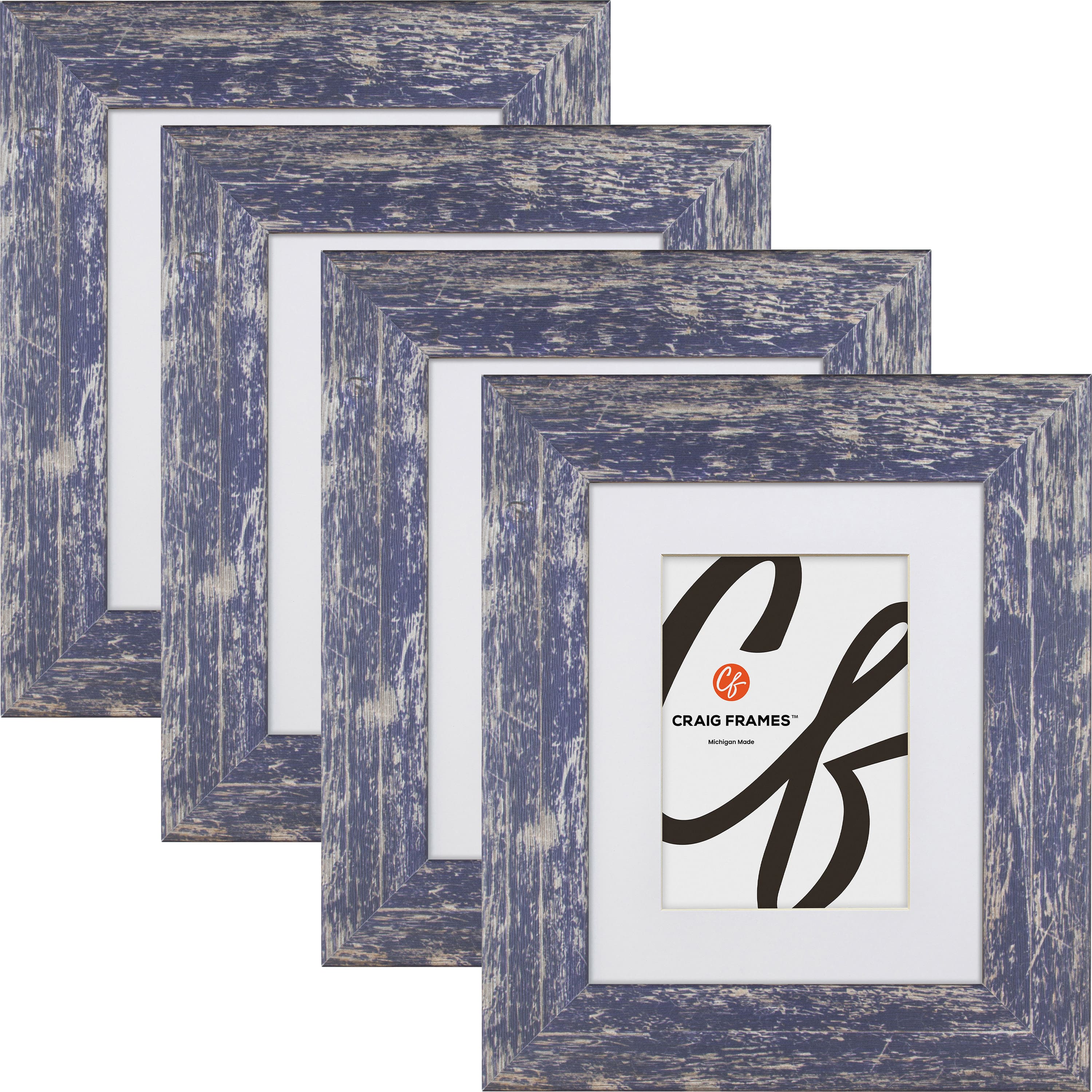 4 Pack Craig Frames American Barn Independence Blue Picture Frame with Mat