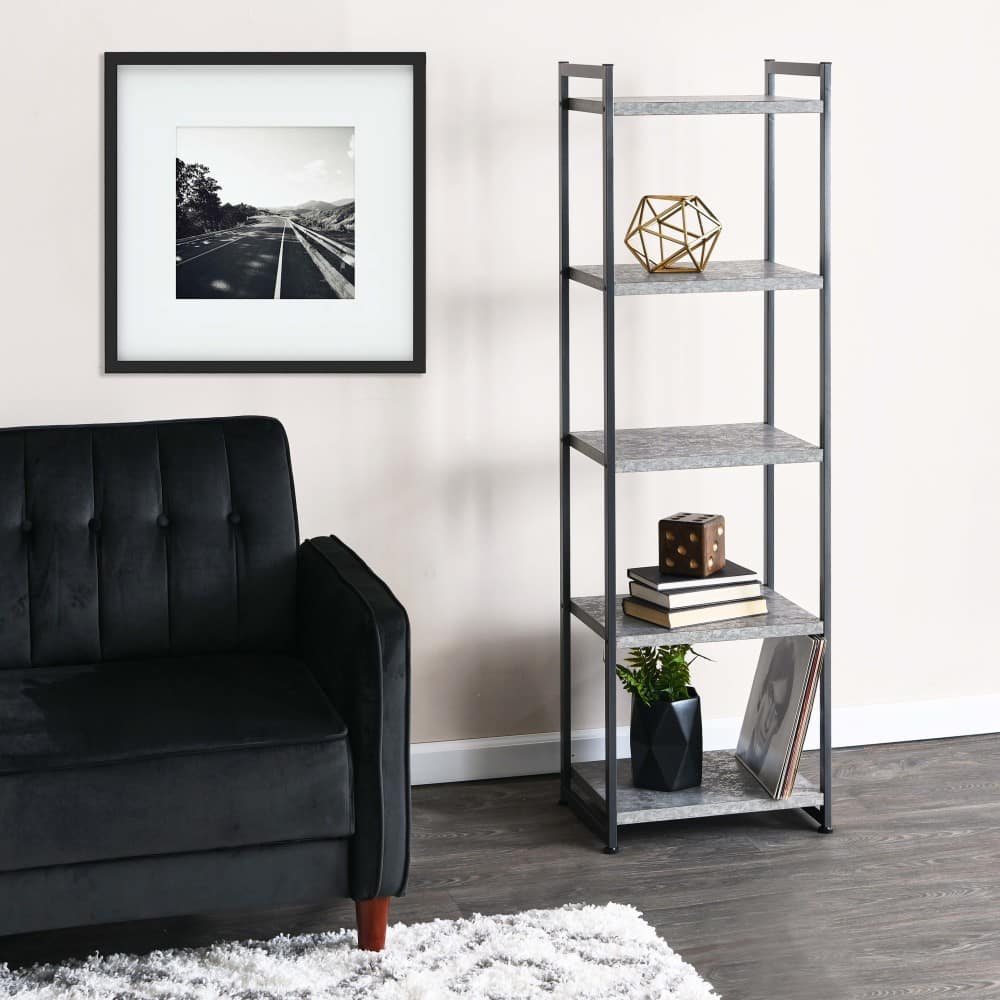 Household Essentials Jamestown 59" 5-Shelf Narrow Bookshelf