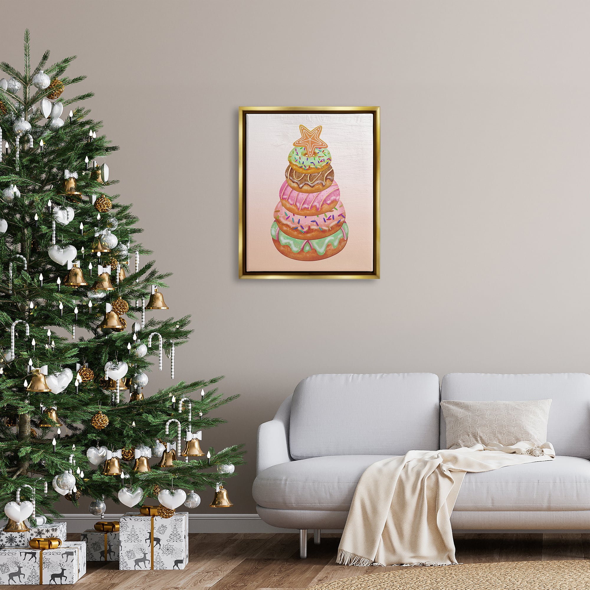 Stupell Industries Seasonal Sweets Stacked Donuts Framed Floater Canvas Wall Art