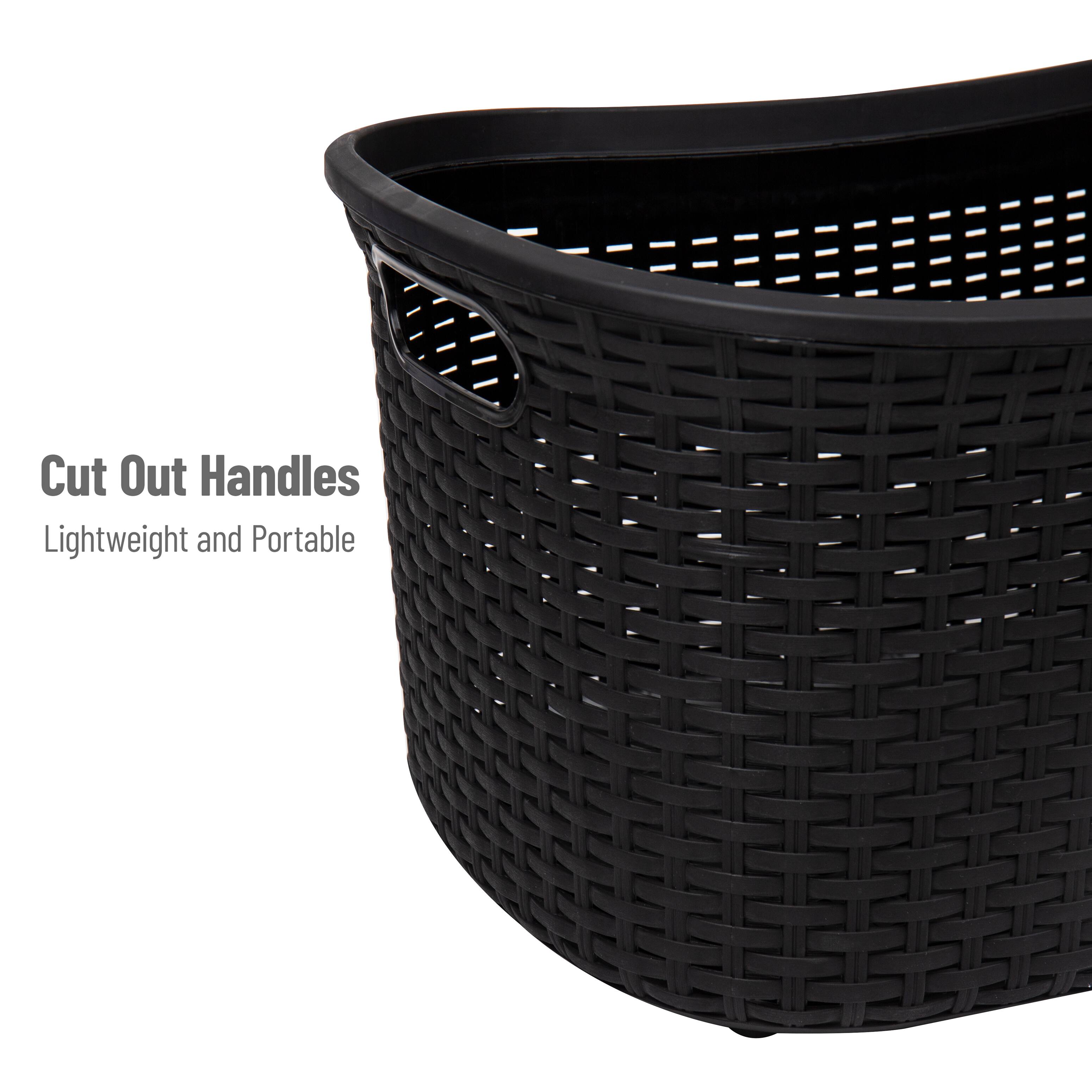 Mind Reader 23" Plastic Wicker Design Laundry Basket