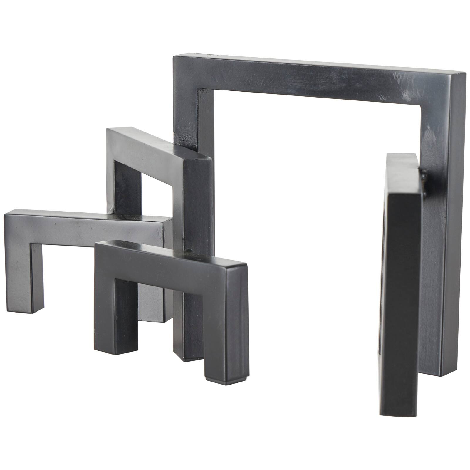13" Black Metal Geometric Abstract Square Arched Sculpture