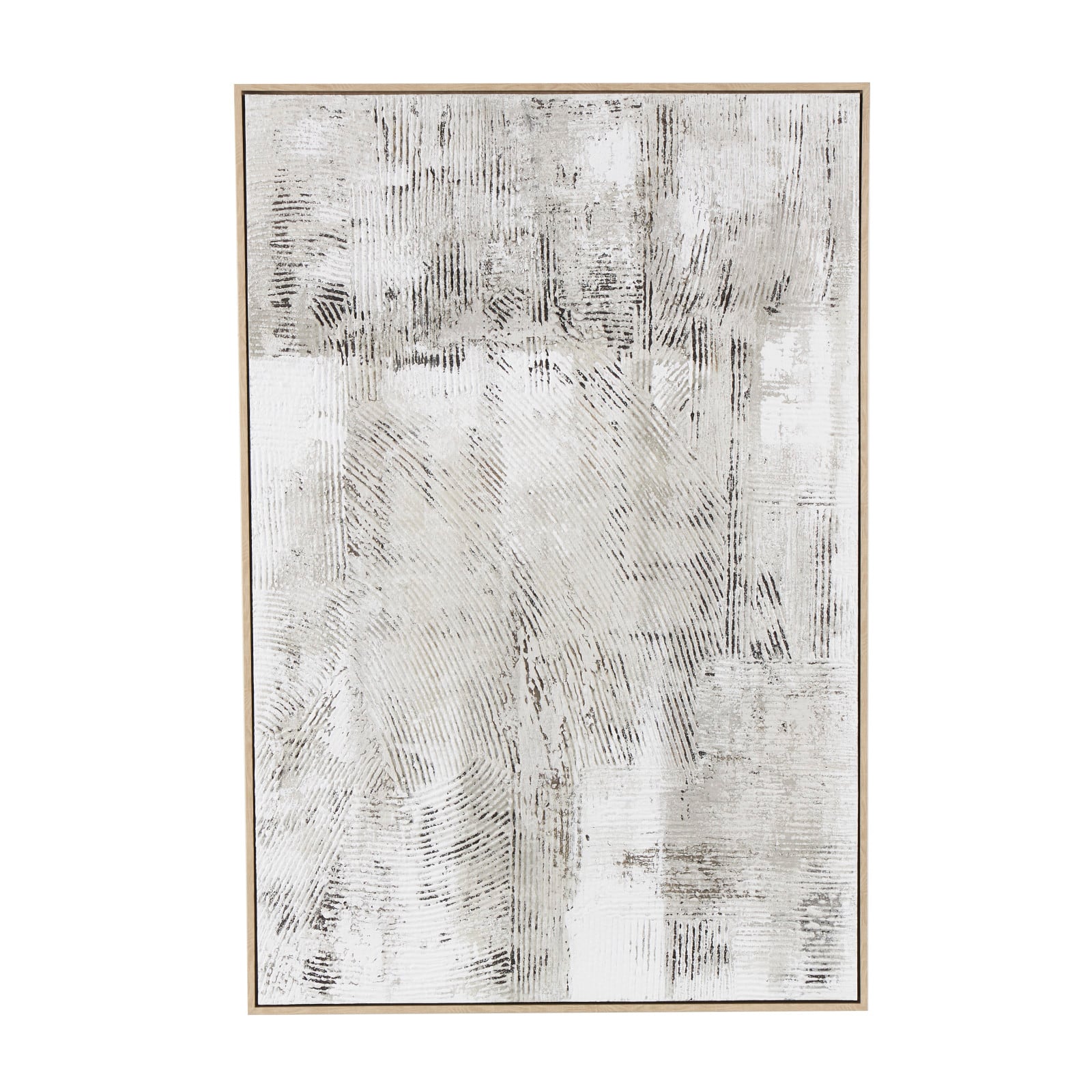 Gray Wooden Abstract Textured Framed Wall Art with Black Distressing