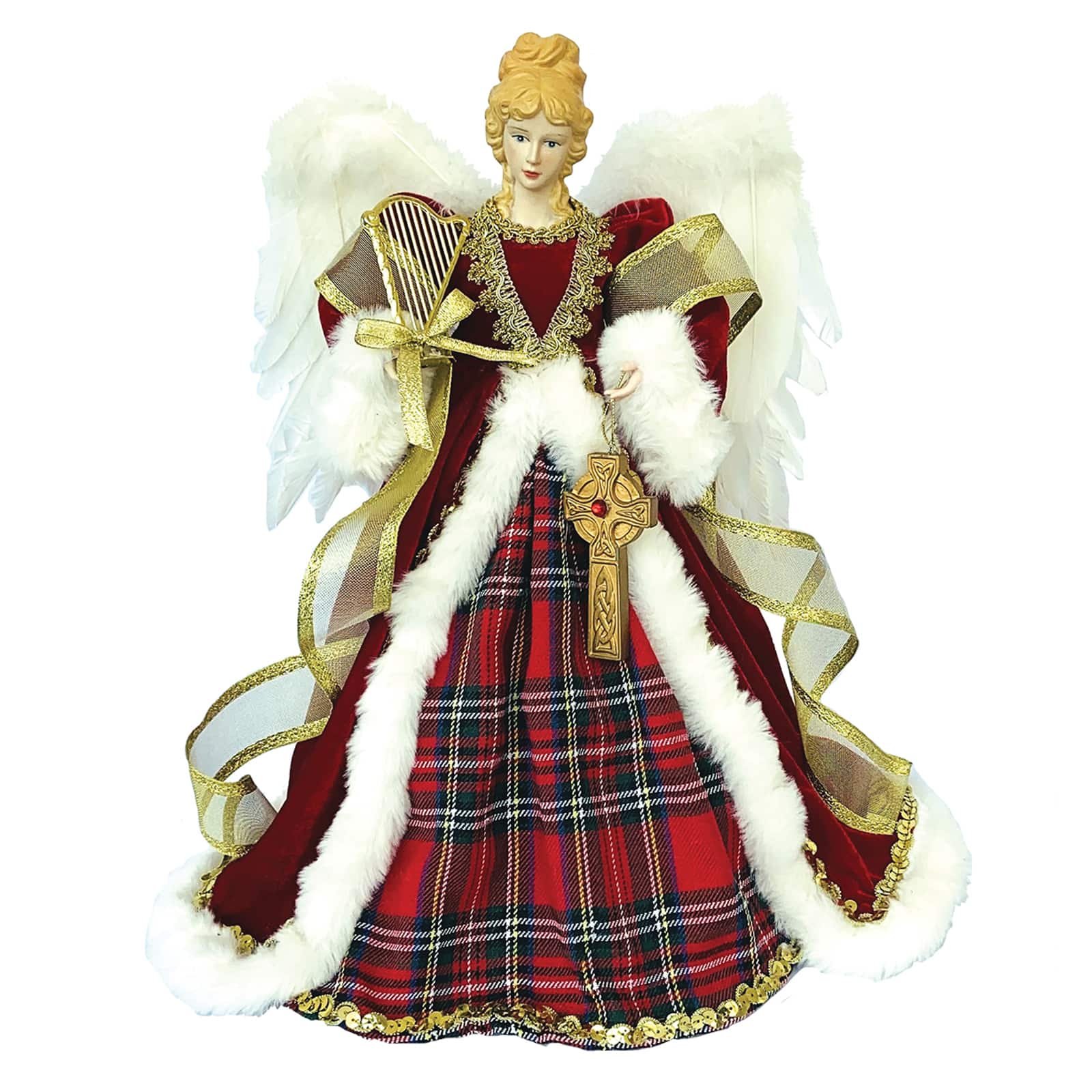 Santa's Workshop 16" Red Plaid Angel Tree Topper
