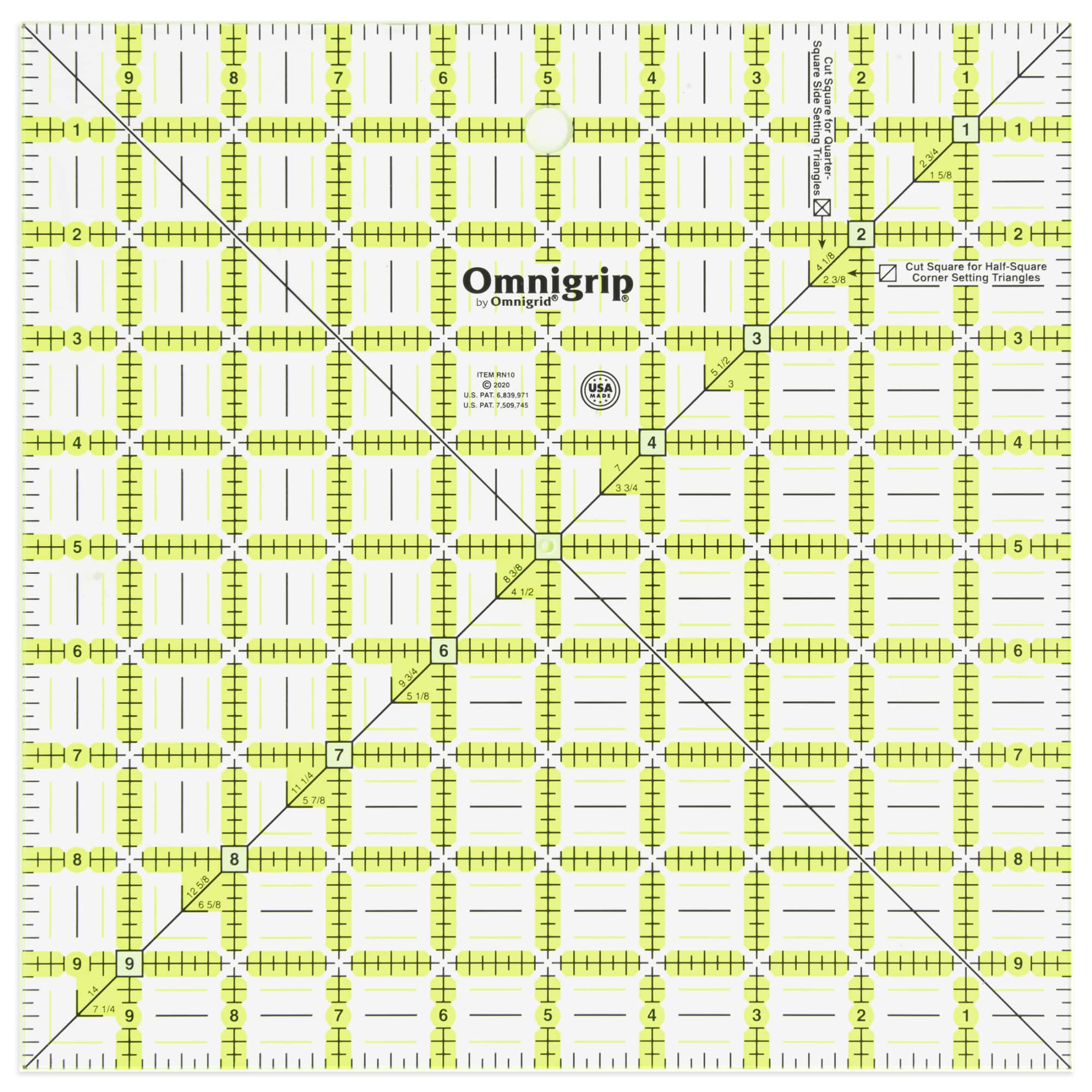 Omnigrid Right Triangle Ruler Quarter Square Up to 8 Inches