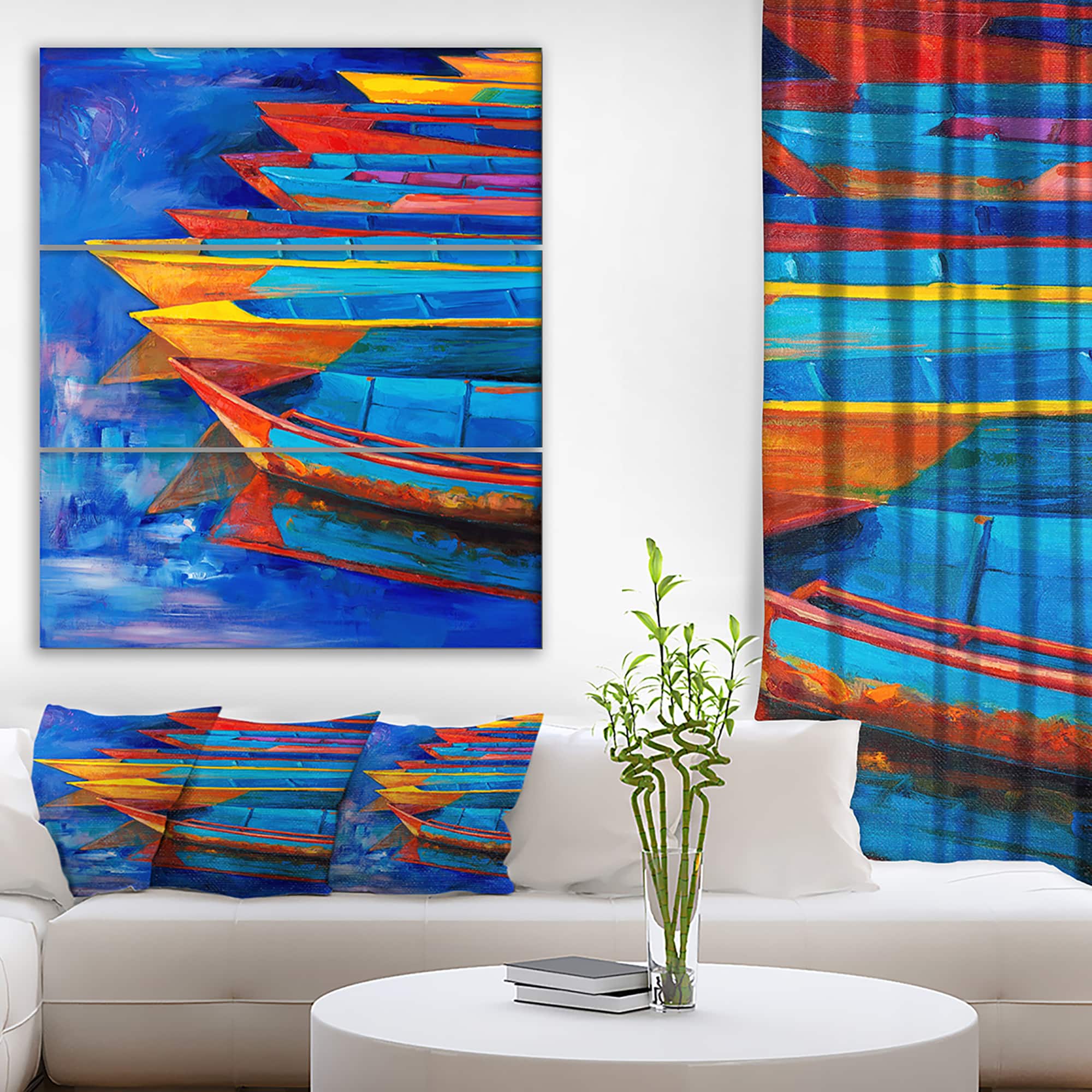 Designart - Boats and Jetty at Pier in Oil Painting