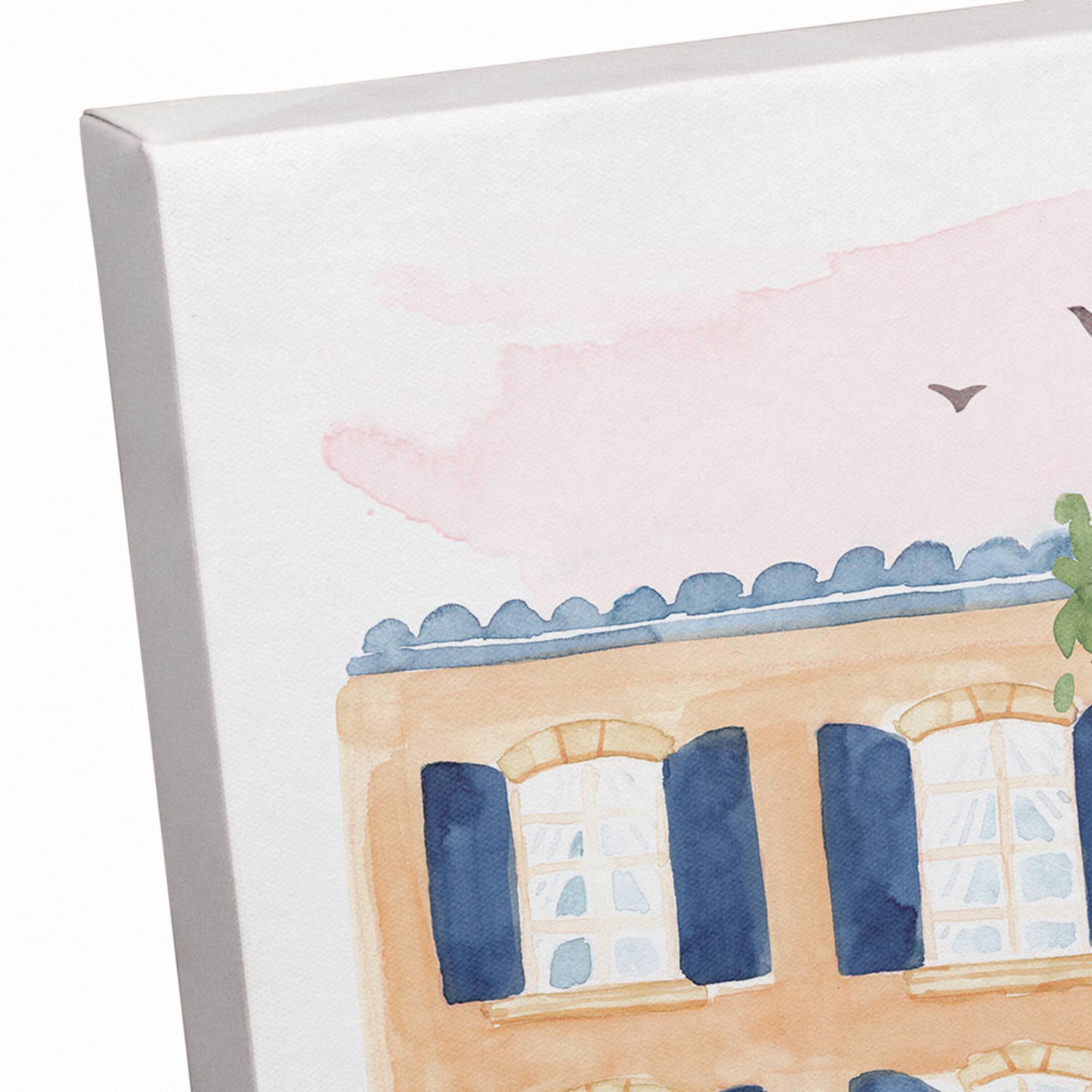 Watercolor French Shops Canvas Wall Art