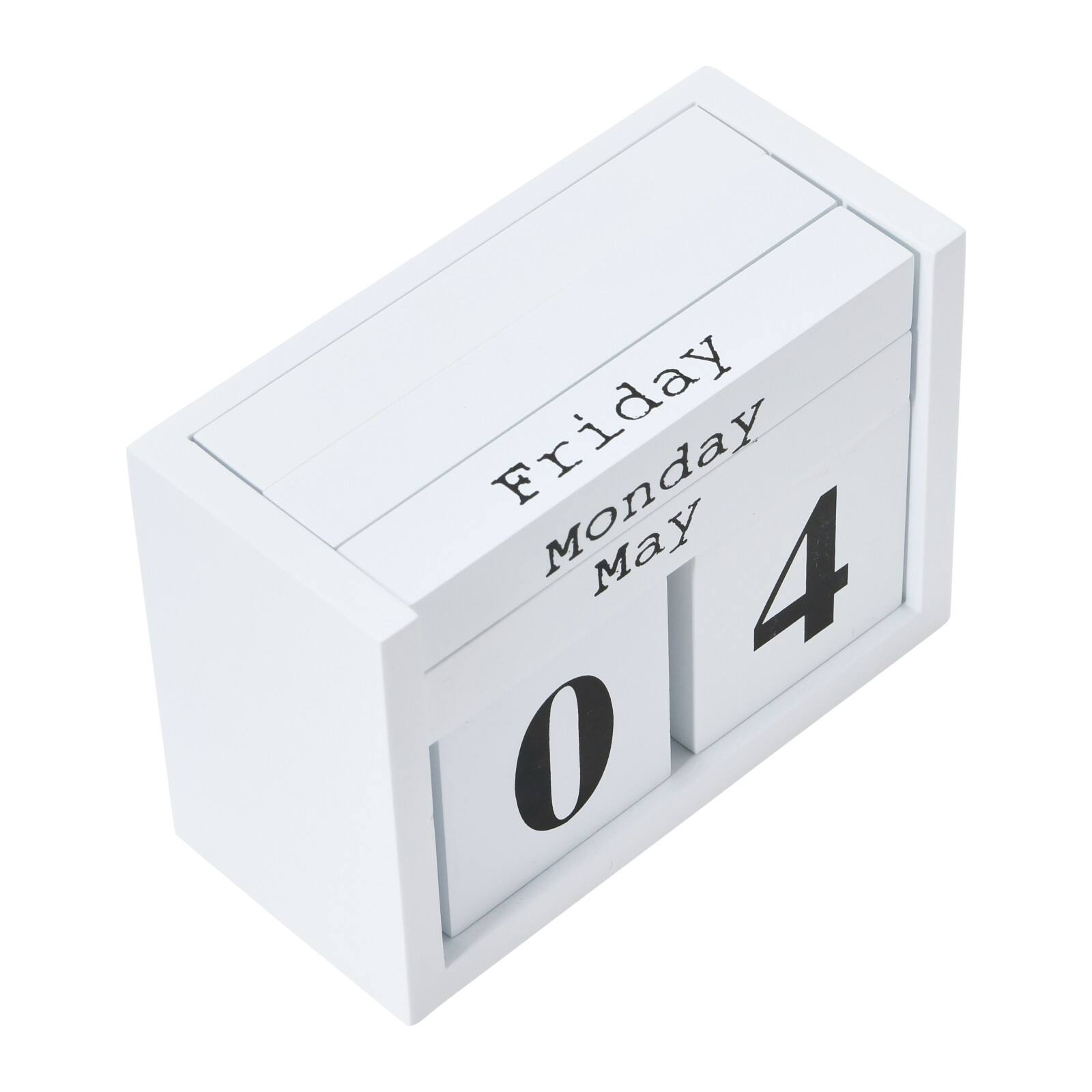 Hello Honey&#xAE; 5.5&#x22; White Wooden Perpetual Desk Block Calendar