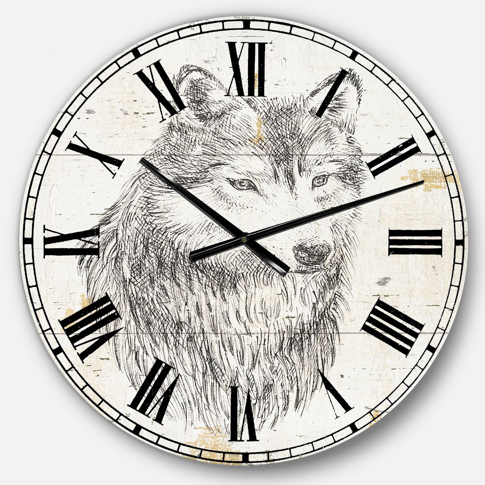 Designart &#x27;Wolf Wild And Beautiful Iii Traditional Wall Clock