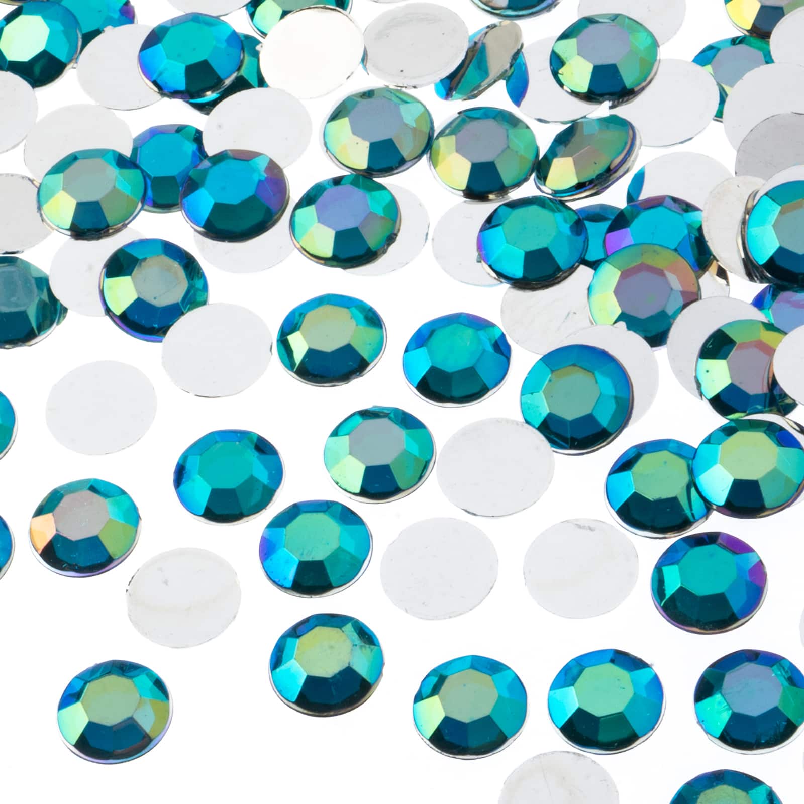 John Bead Acrylic Round Flat Back Rhinestones, 10mm