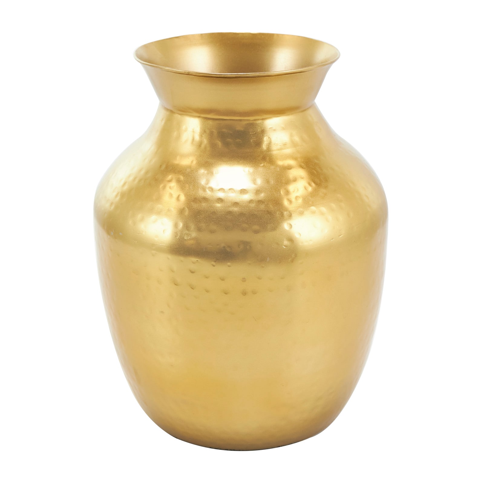 12&#x22; Gold Metal Hammered Spotted Vase