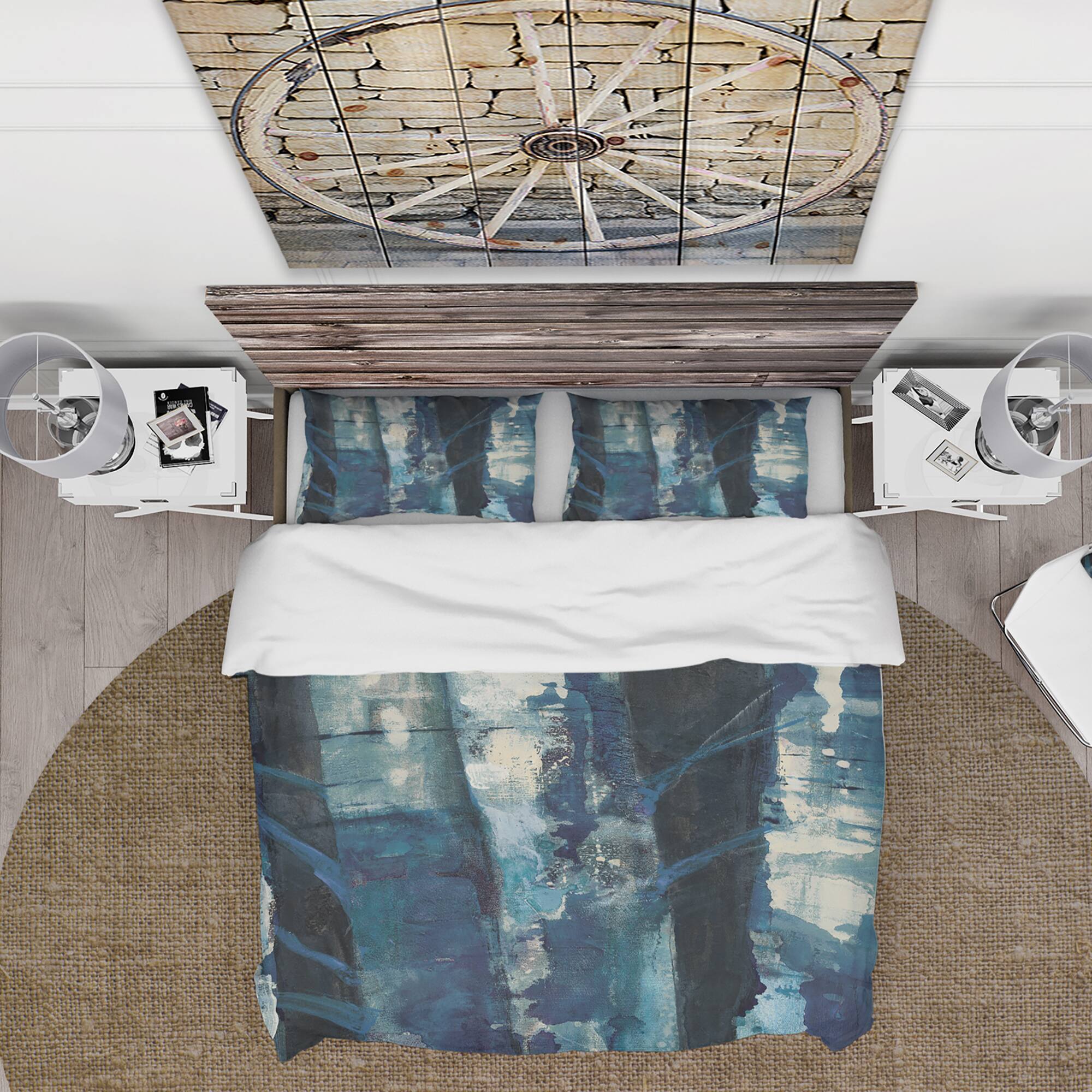 Designart &#x27;Deep Woods I Indigo&#x27; Cottage Bedding Set - Duvet Cover &#x26; Shams