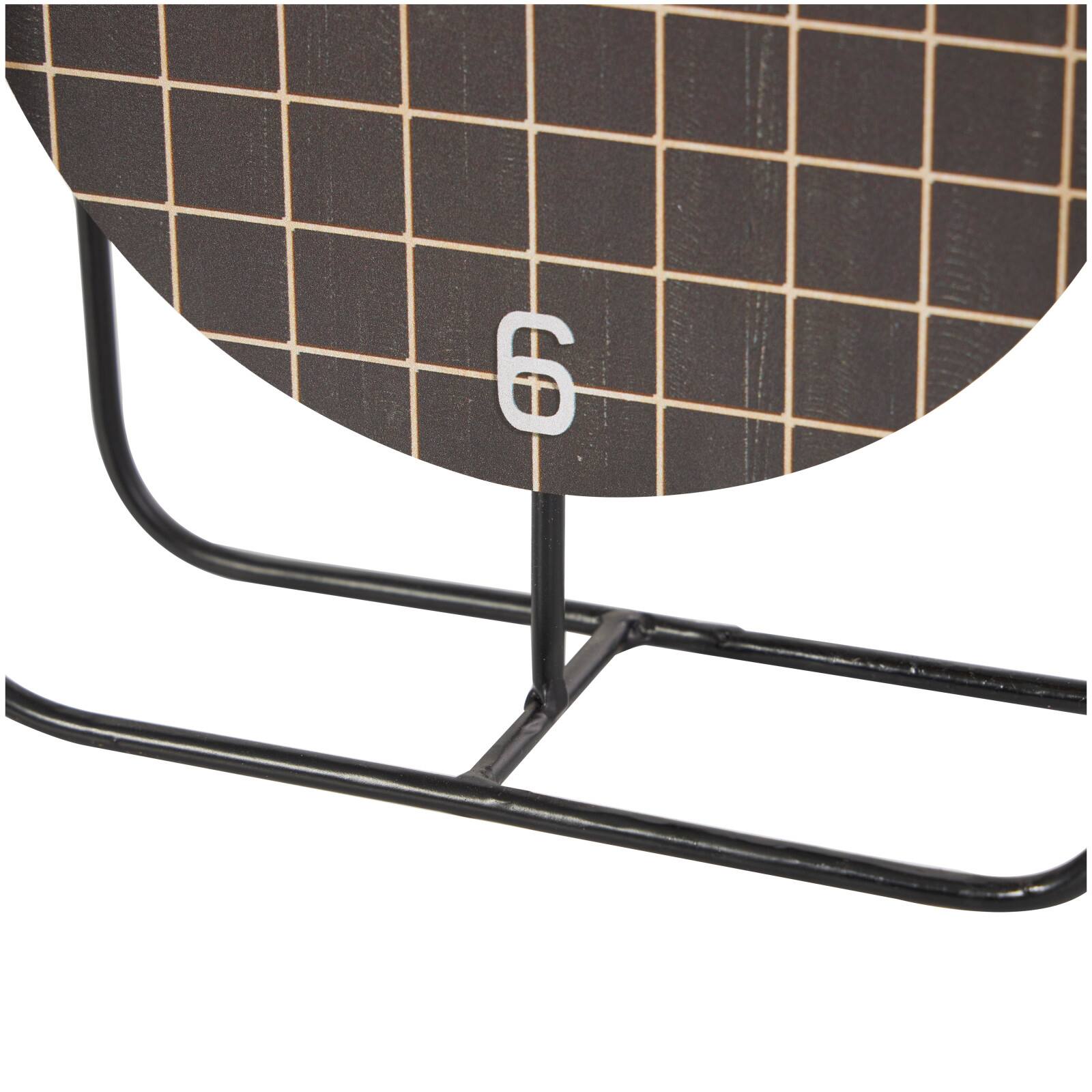 10" Black Metal Geometric Open Frame Clock with Grid Patterned Clockface