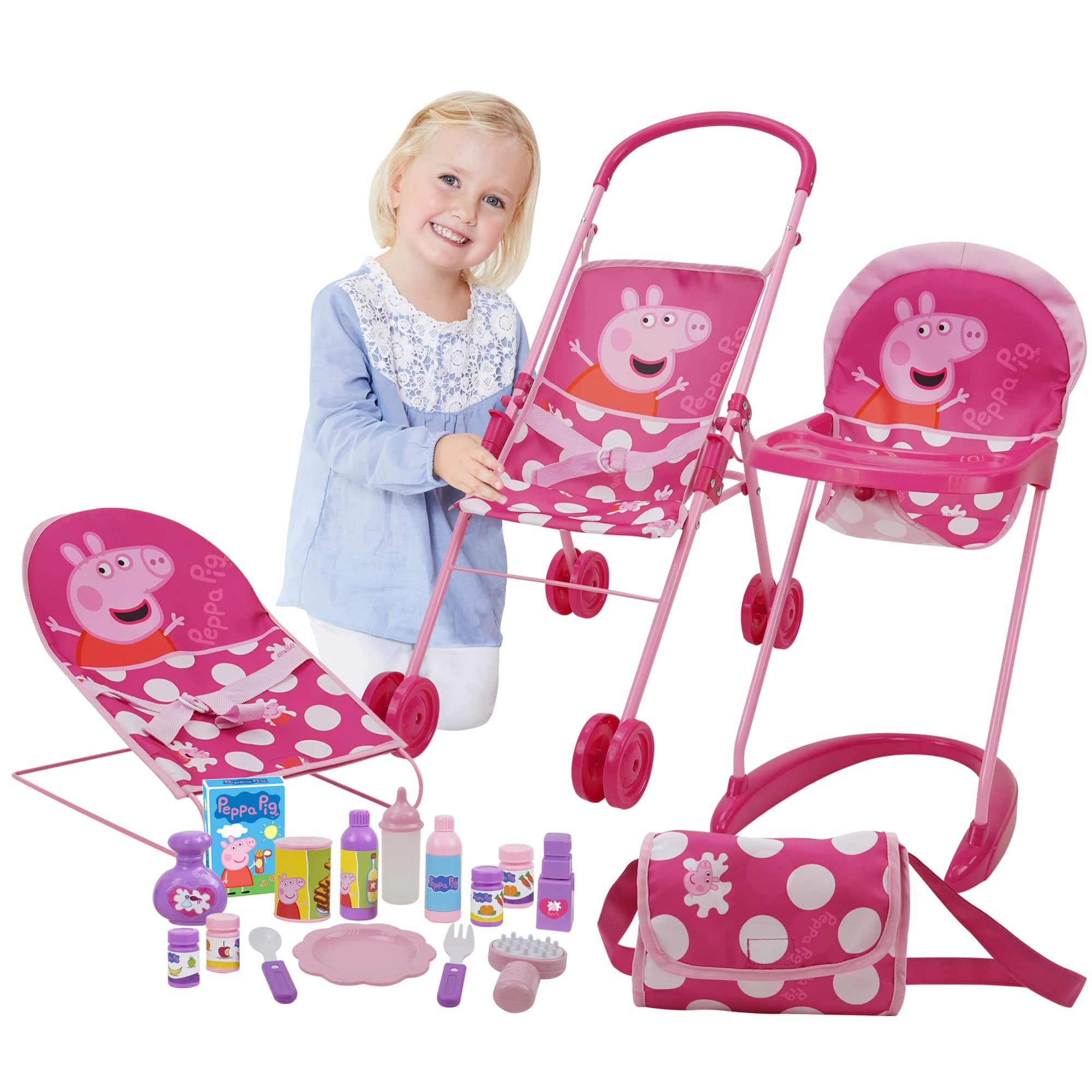 509 Crew Peppa Pig™ Pink and White Dots Doll Sleep N' Play Set