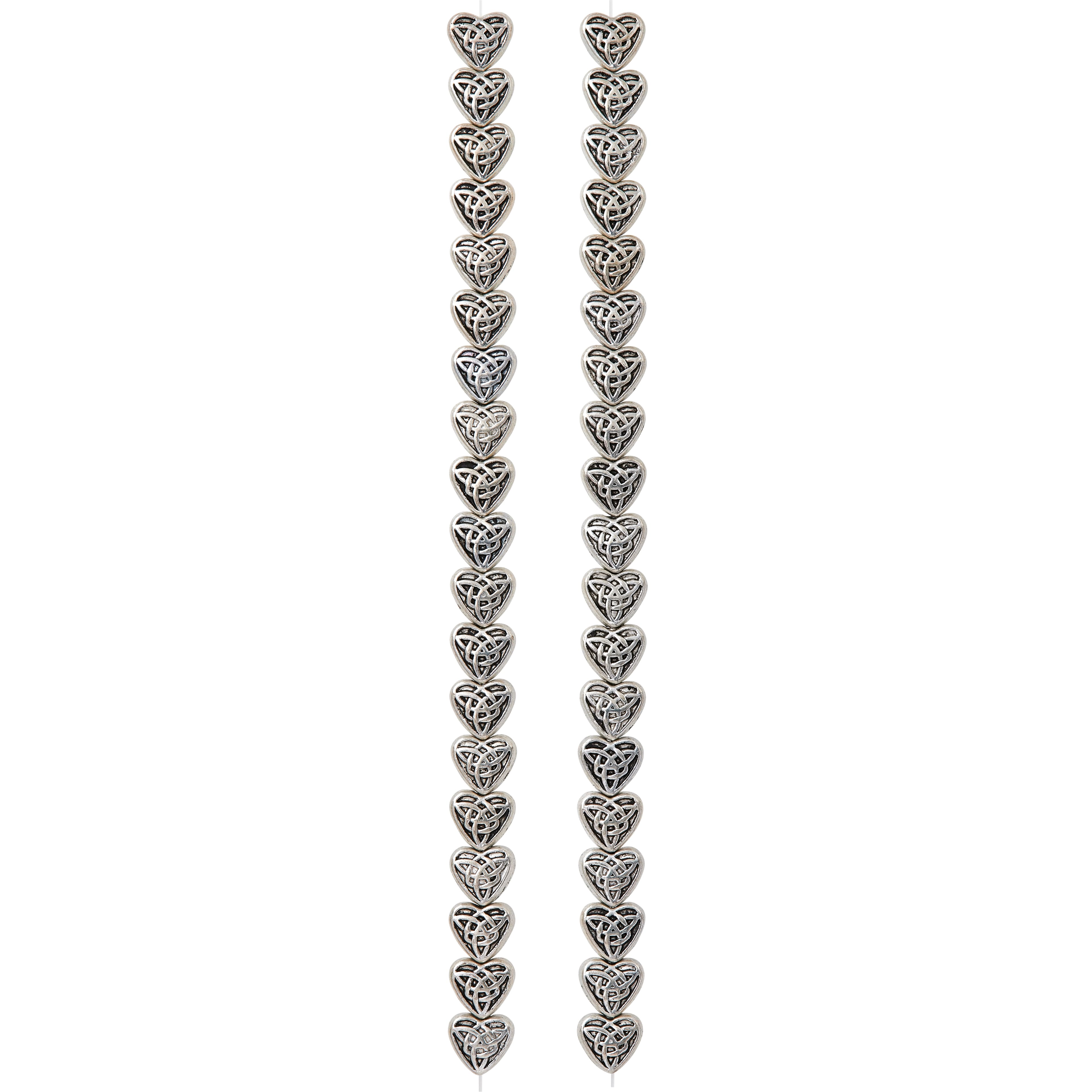 12 Pack: Antique Silver Carved Heart Beads, 8mm by Bead Landing™