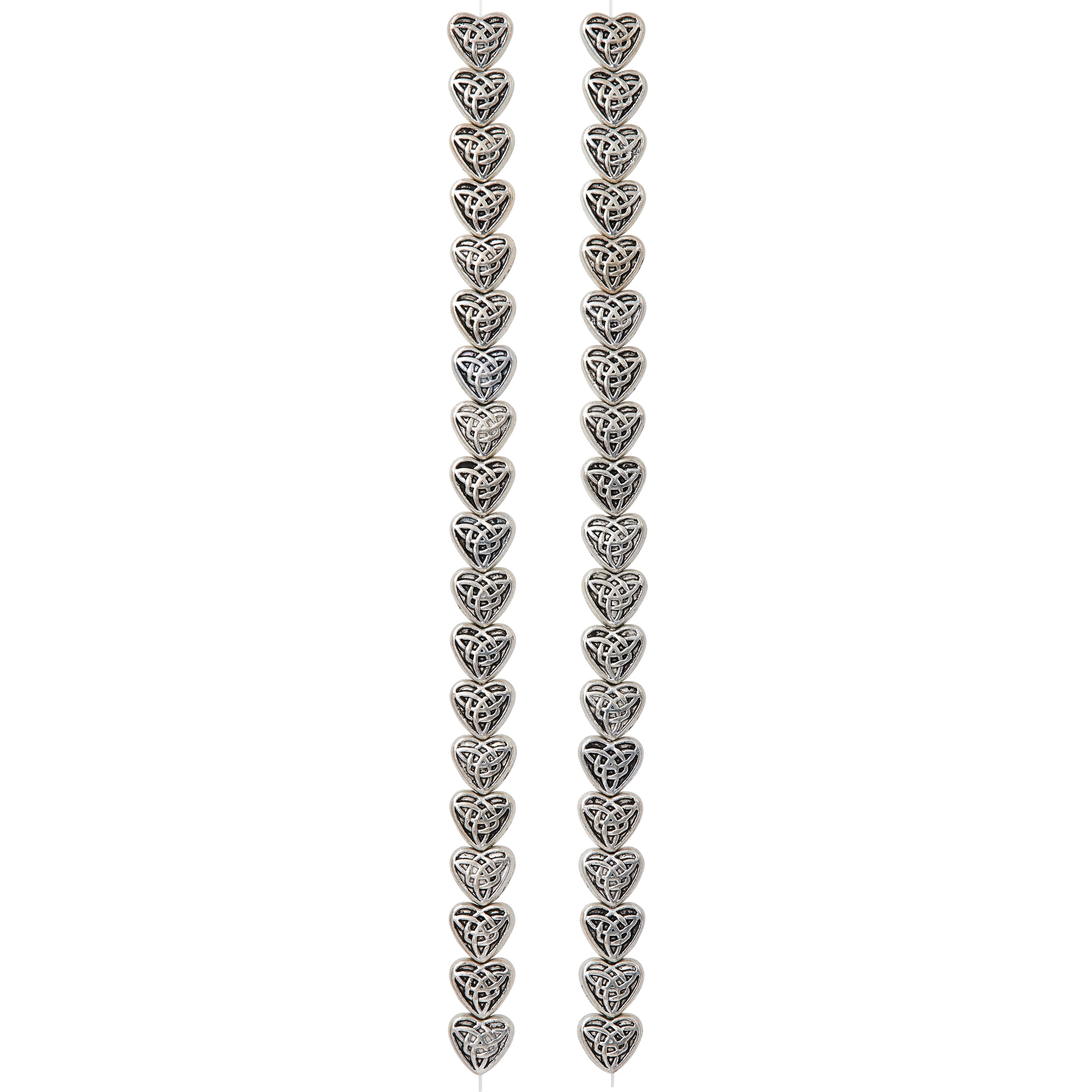 12 Pack:  Antique Silver Carved Heart Beads, 8mm by Bead Landing&#x2122;