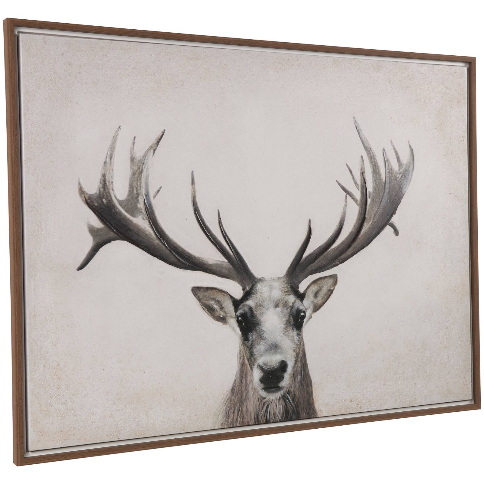 Brown Canvas Deer Gazing Framed Wall Art with Wood Frame