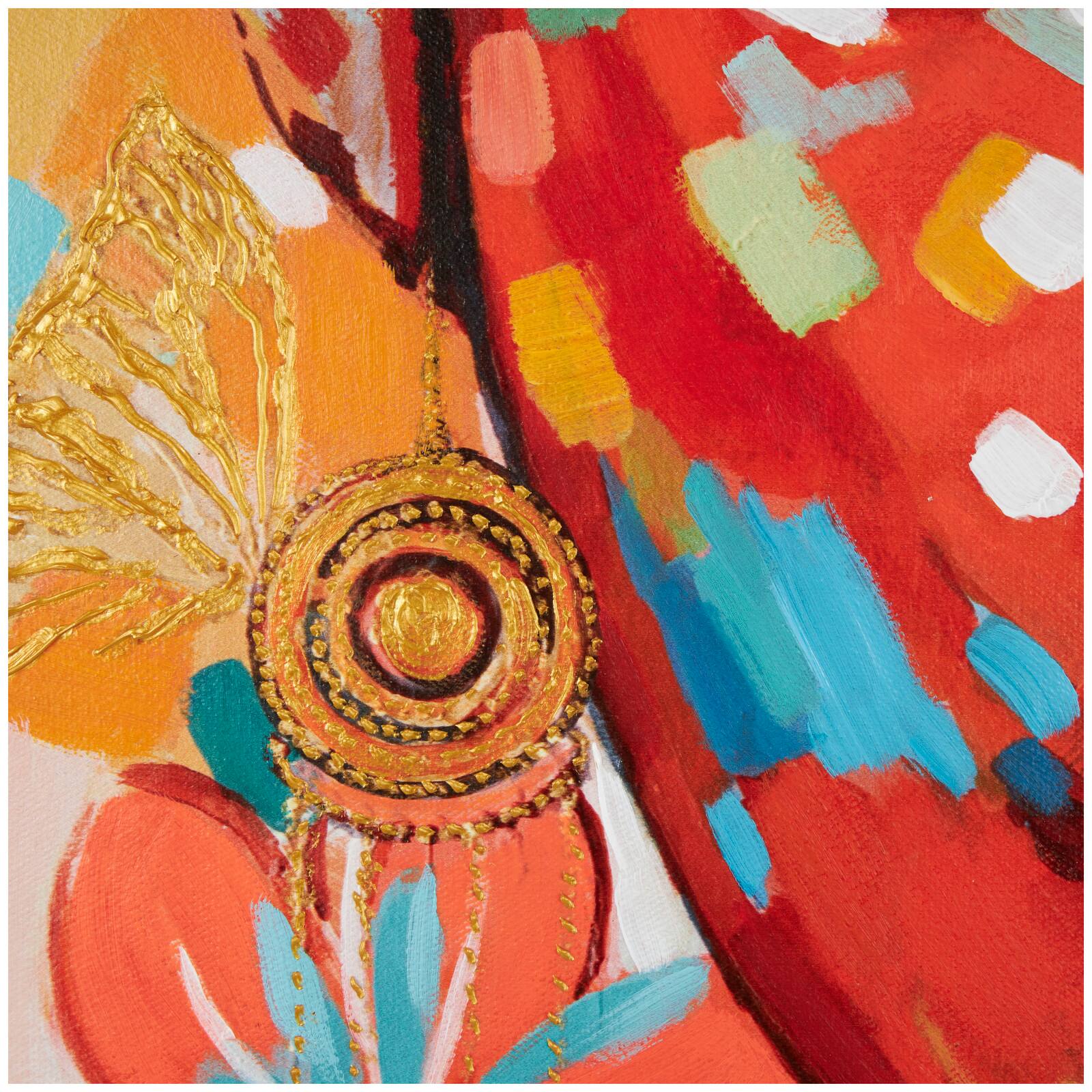 Multicolor Abstract Woman in Head Wrap Wall Art