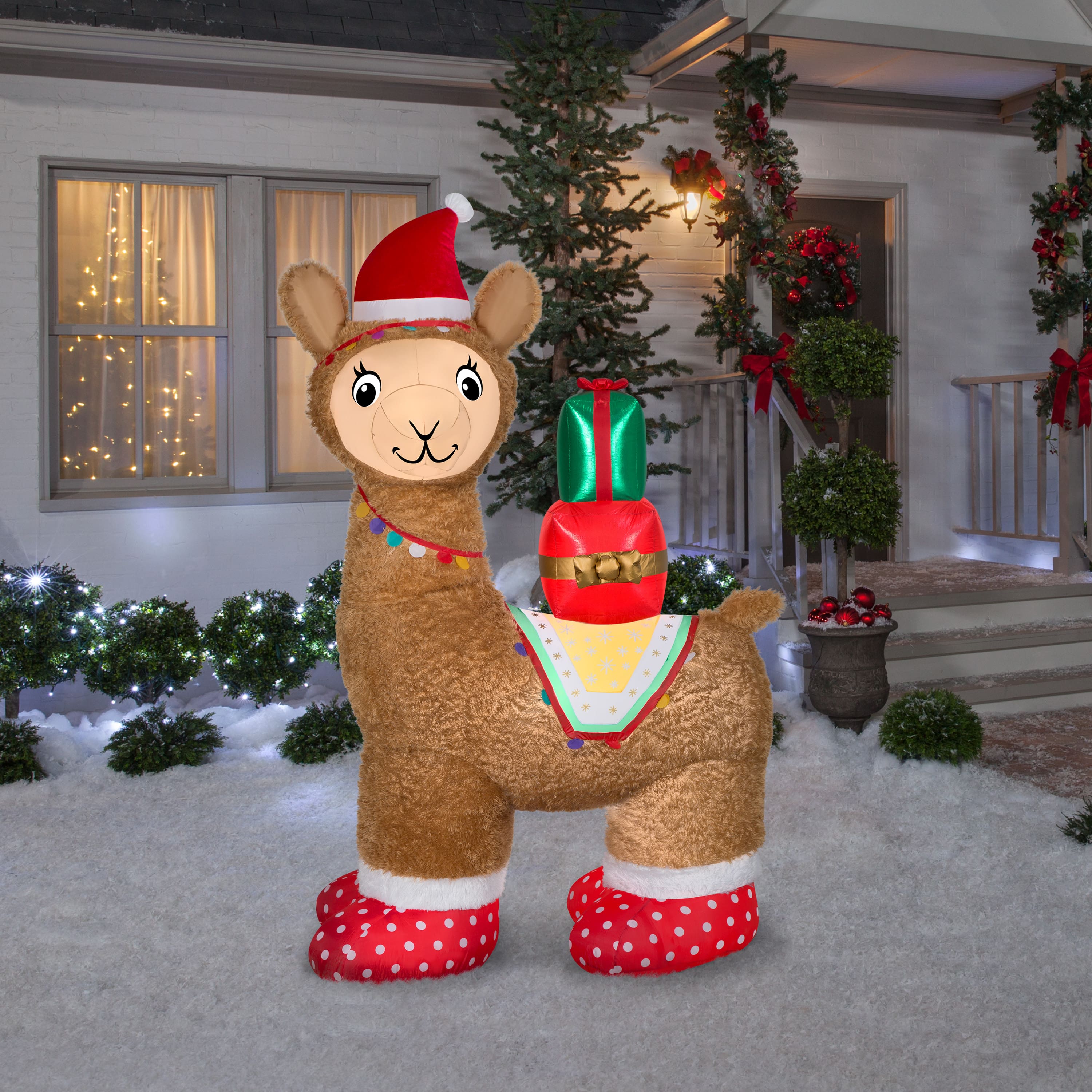 7ft. Airblown&#xAE; Inflatable Christmas Mixed Media Luxe Alpaca
