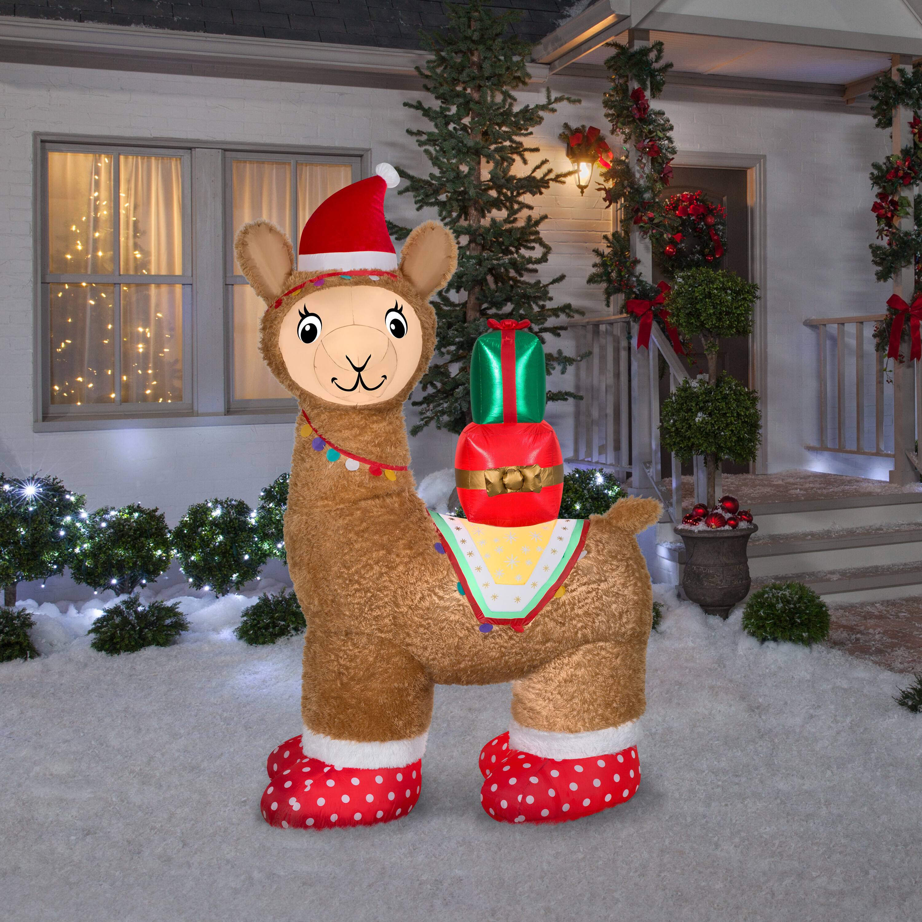 7ft. Airblown® Inflatable Christmas Mixed Media Luxe Alpaca