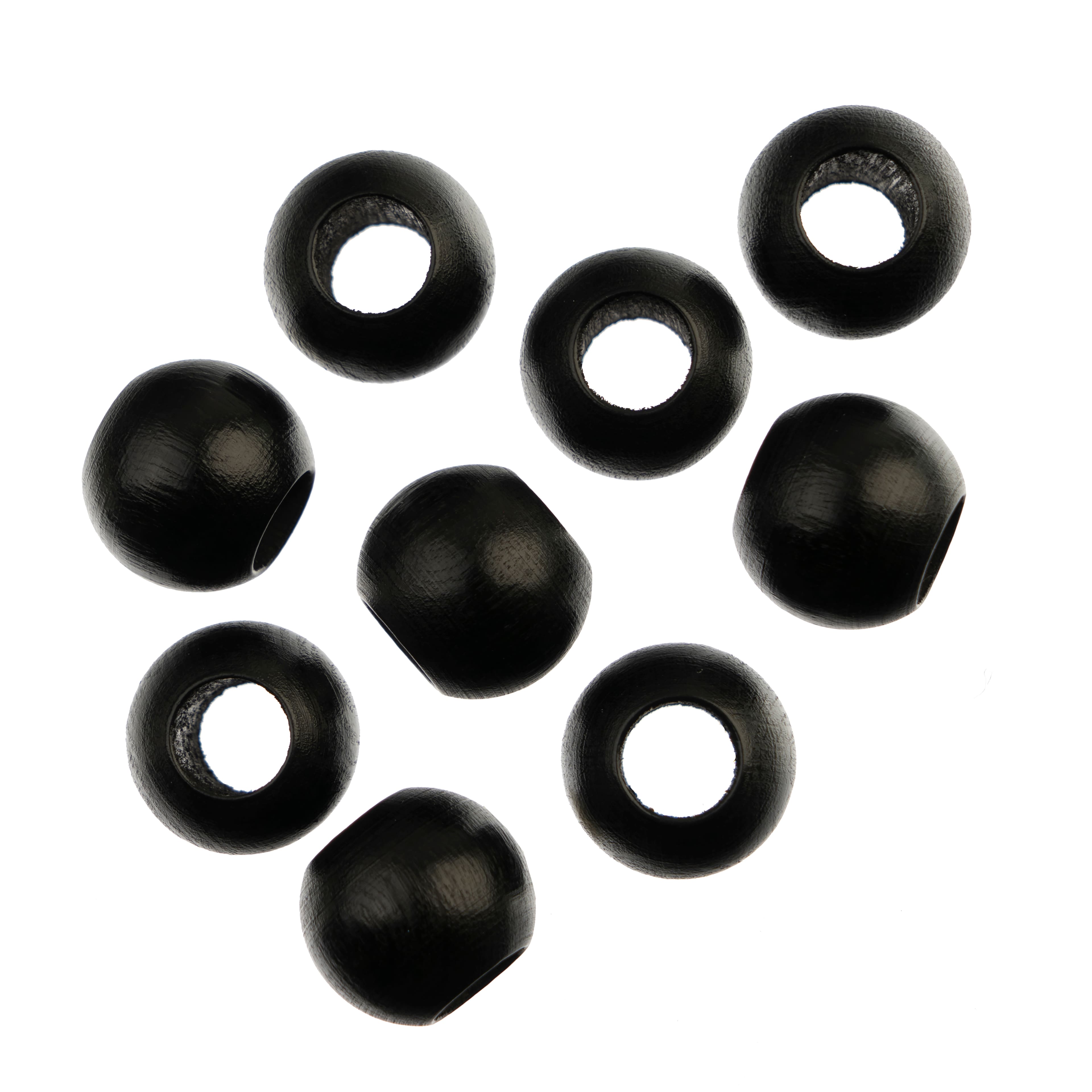 20mm Black Round Wood Beads, 9ct. by Loops & Threads®