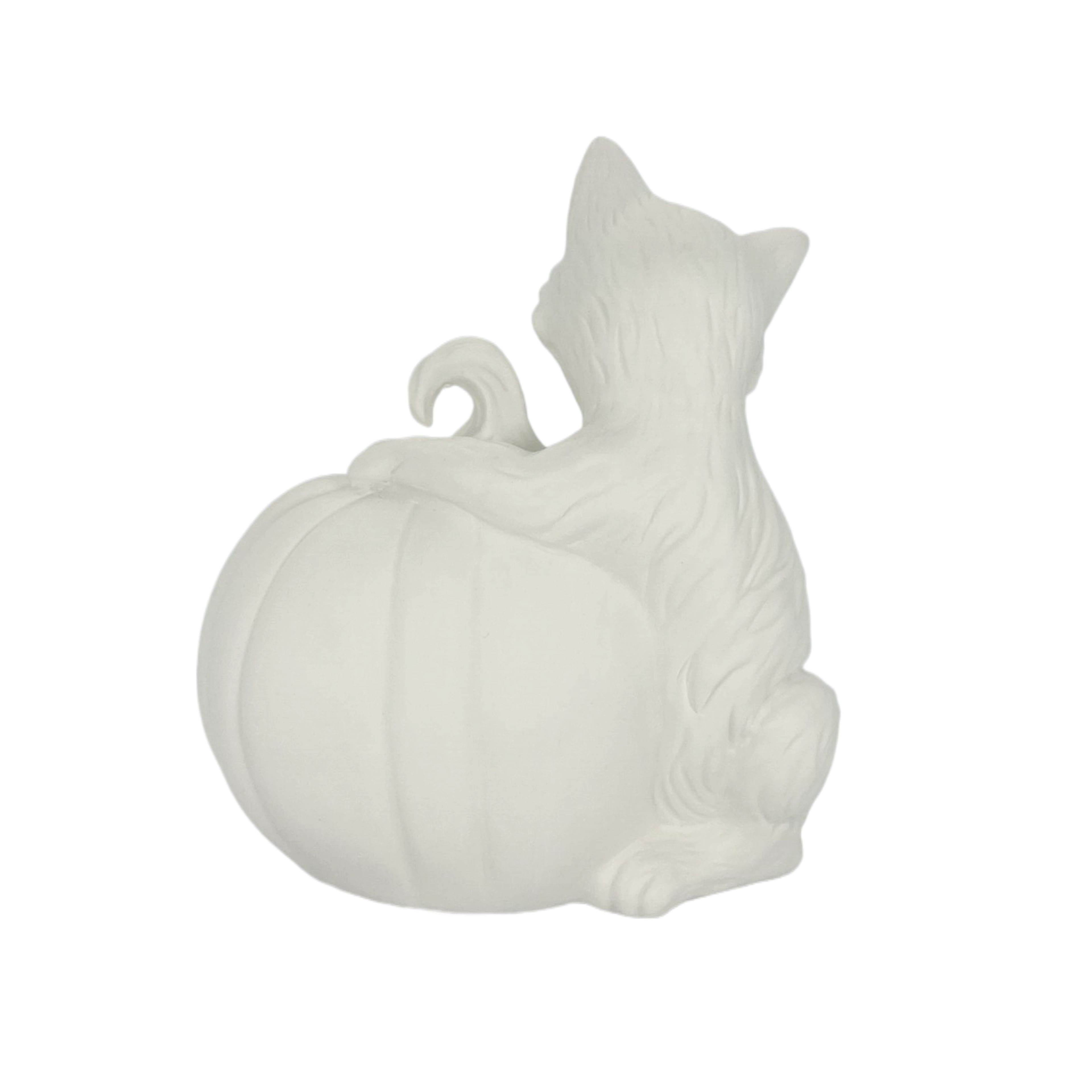 7.5&#x22; DIY Ceramic LED Pumpkin &#x26; Cat D&#xE9;cor by Make Market&#xAE;