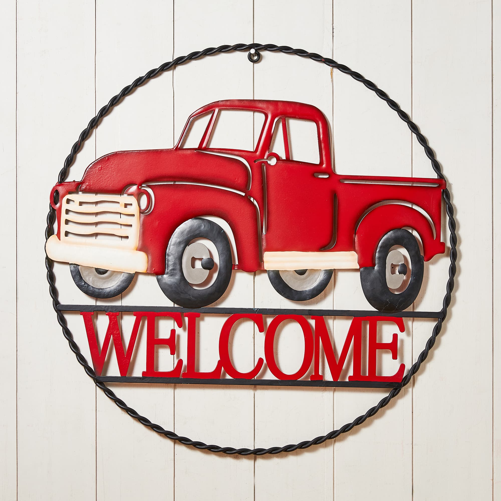 Glitzhome® 20" Farmhouse Metal Truck Welcome Wall Sign