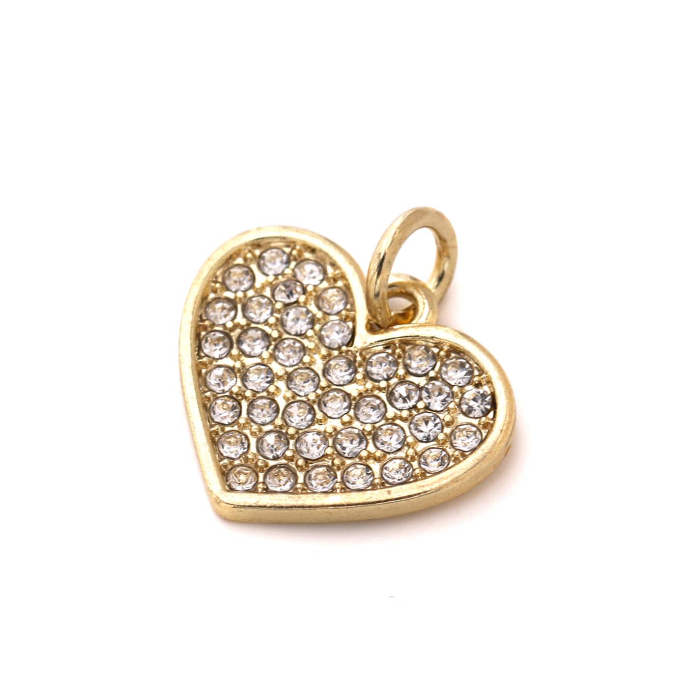 12 Pack: Charmalong™ 14K Gold-Plated Pavé Heart Charm by Bead Landing™