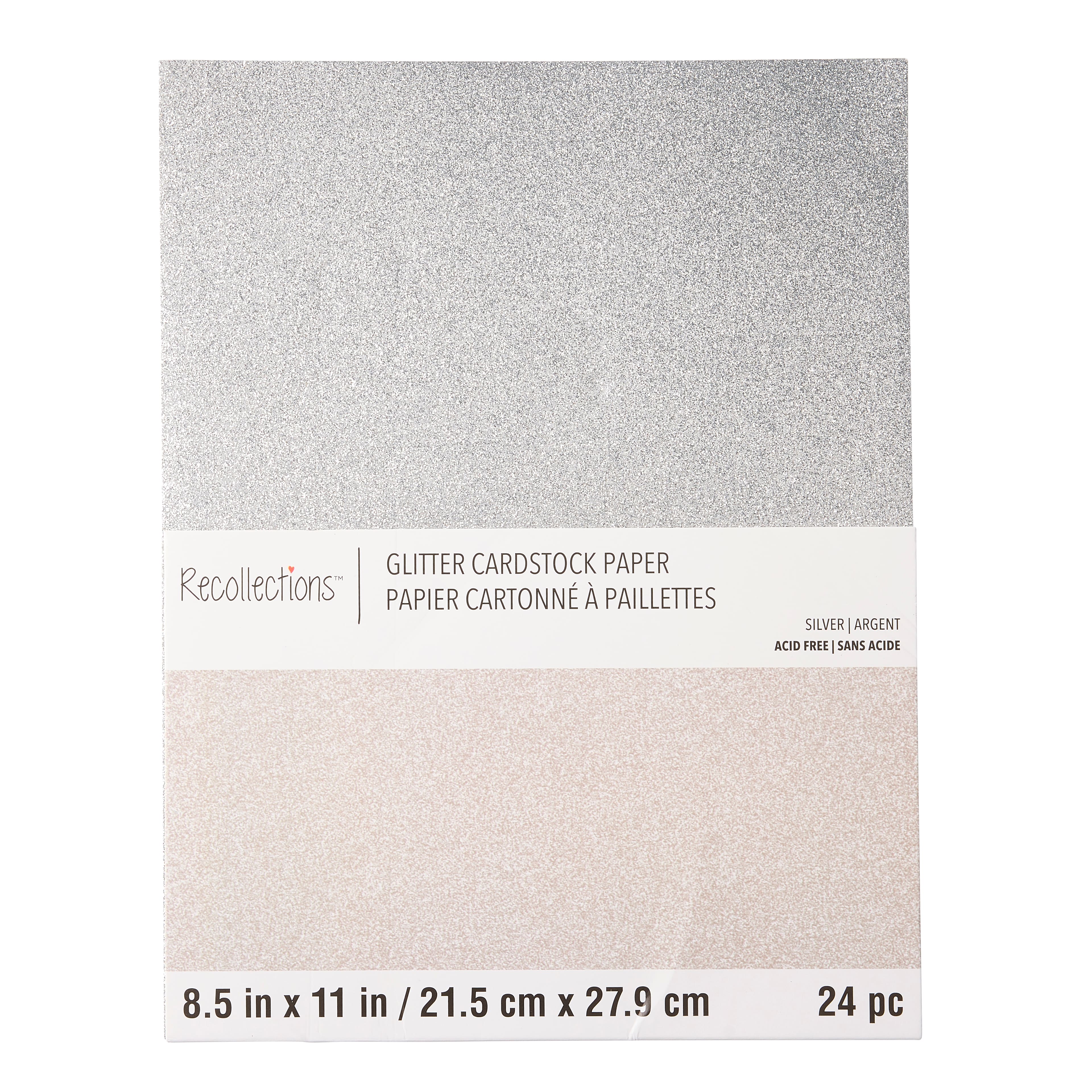 Silver Glitter 8.5" x 11" Cardstock Paper by Recollections™, 24 Sheets