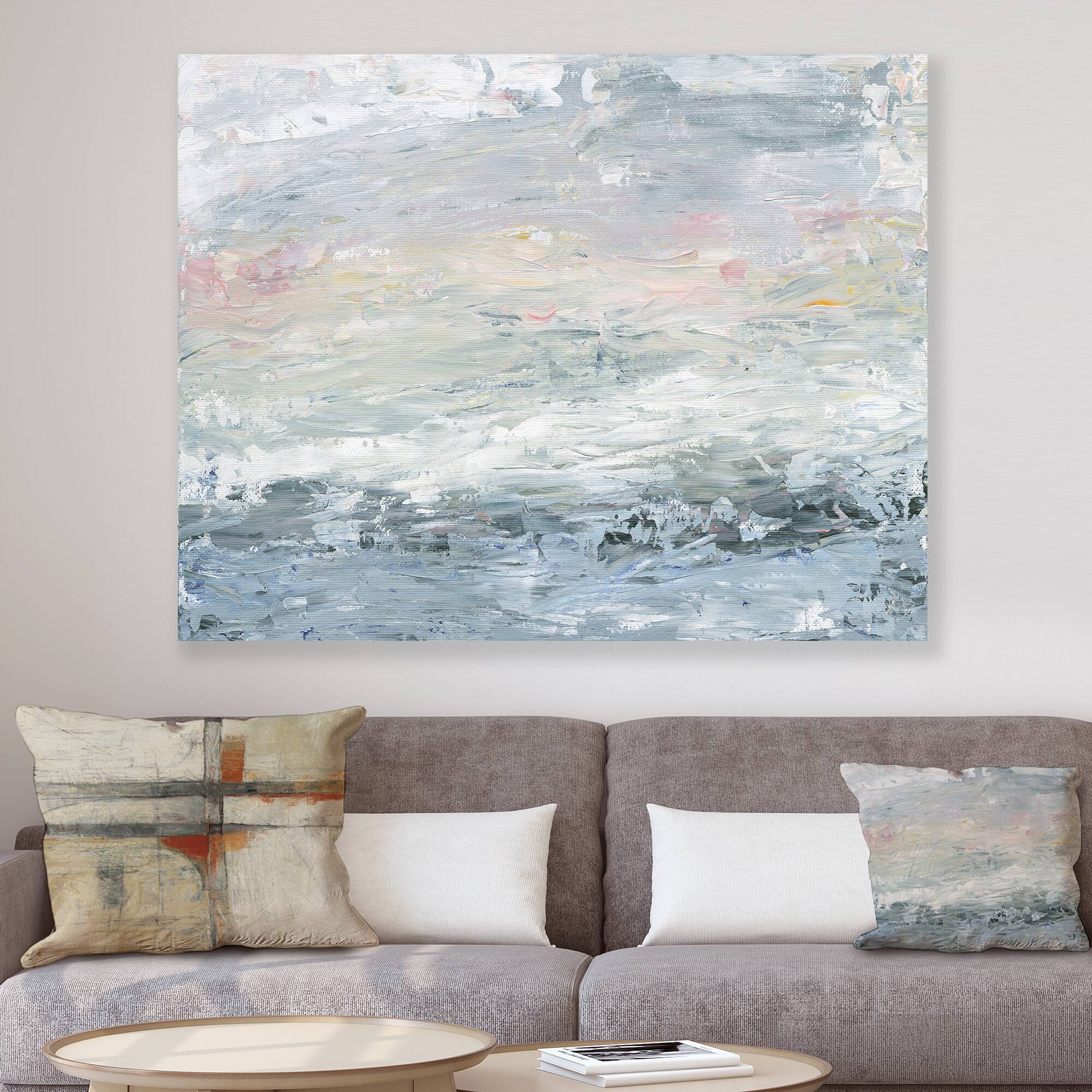 Designart - Gray Abstract Watercolor II - Contemporary Gallery-wrapped Canvas