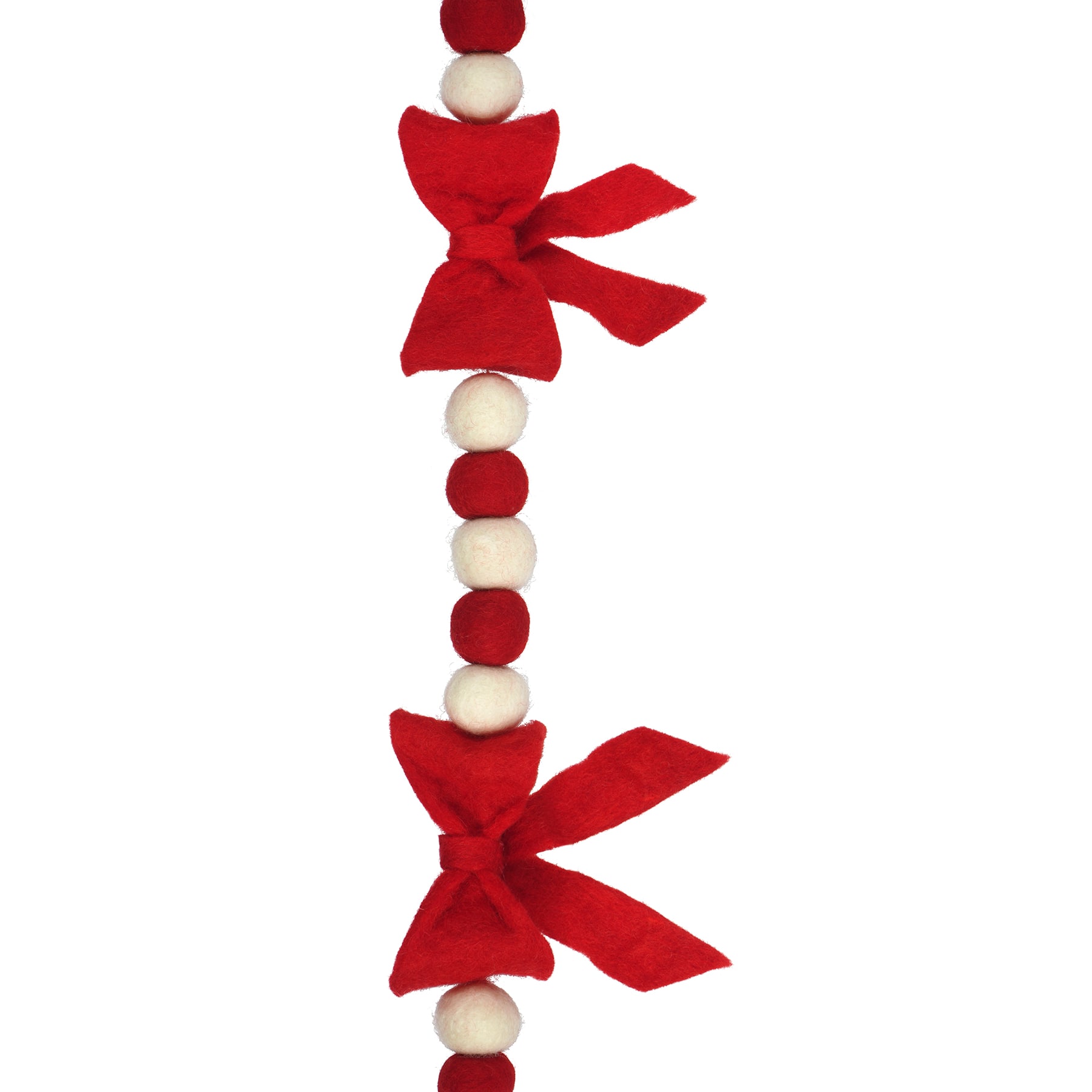 6ft. Red &#x26; White Pom Pom &#x26; Bow Garland by Ashland&#xAE;