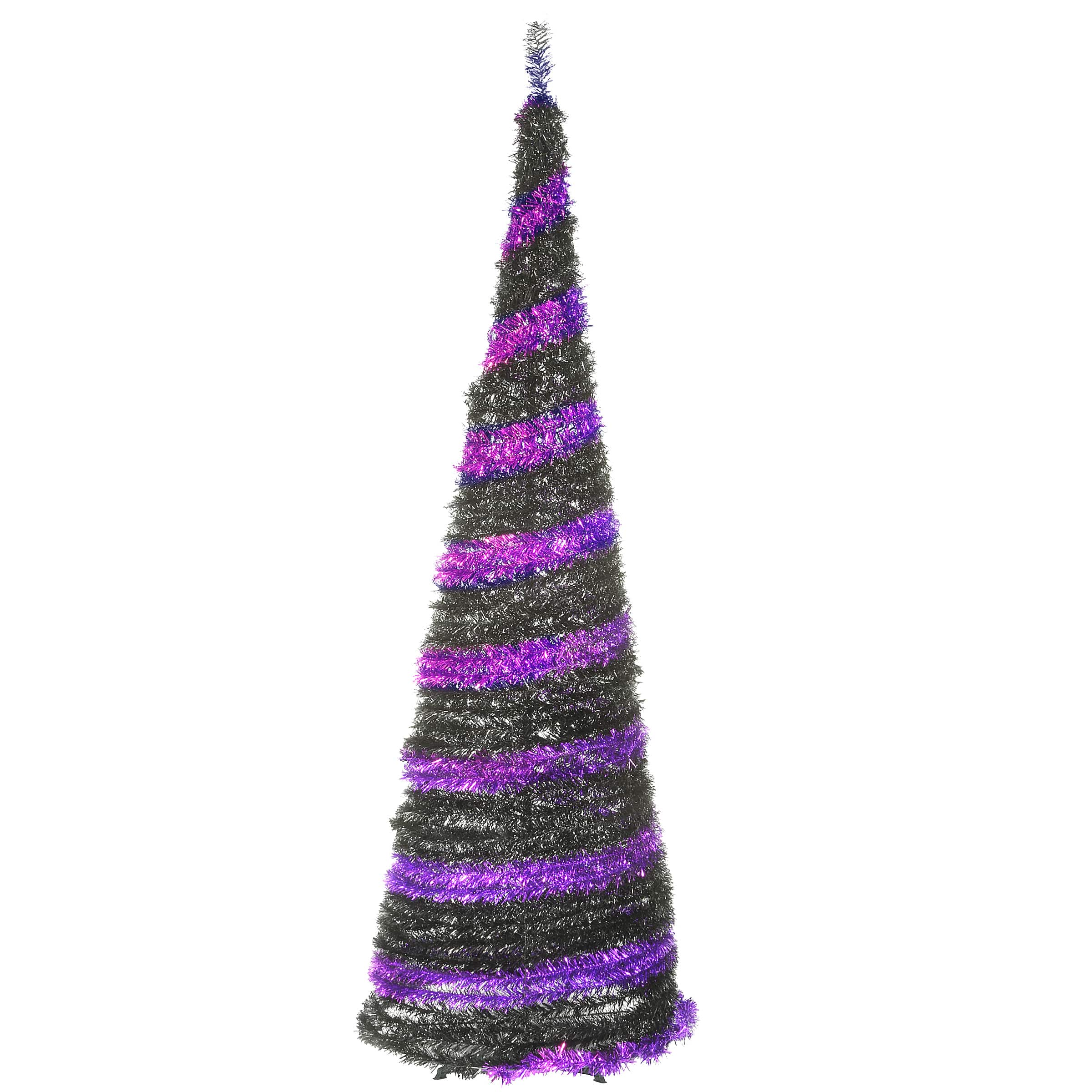 7.5ft. Unlit Purple &#x26; Black Pop-Up Artificial Halloween Tree