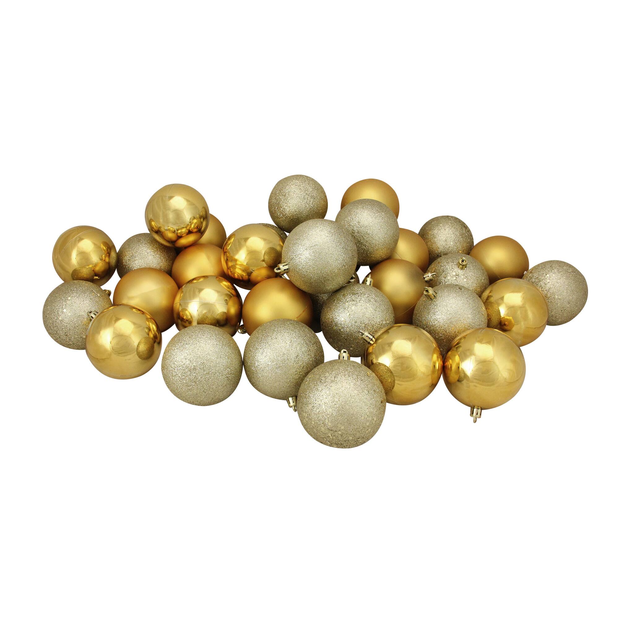 60ct Vegas Gold Shatterproof 4-Finish Ball Ornaments