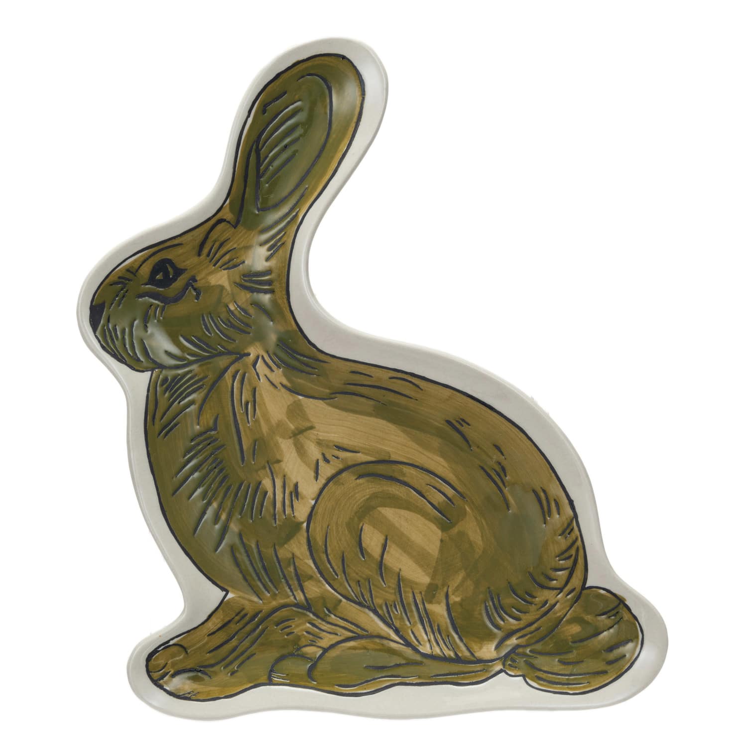 Hello Honey&#xAE; 9.5&#x22; Brown Hand-Painted Stoneware Rabbit Plate