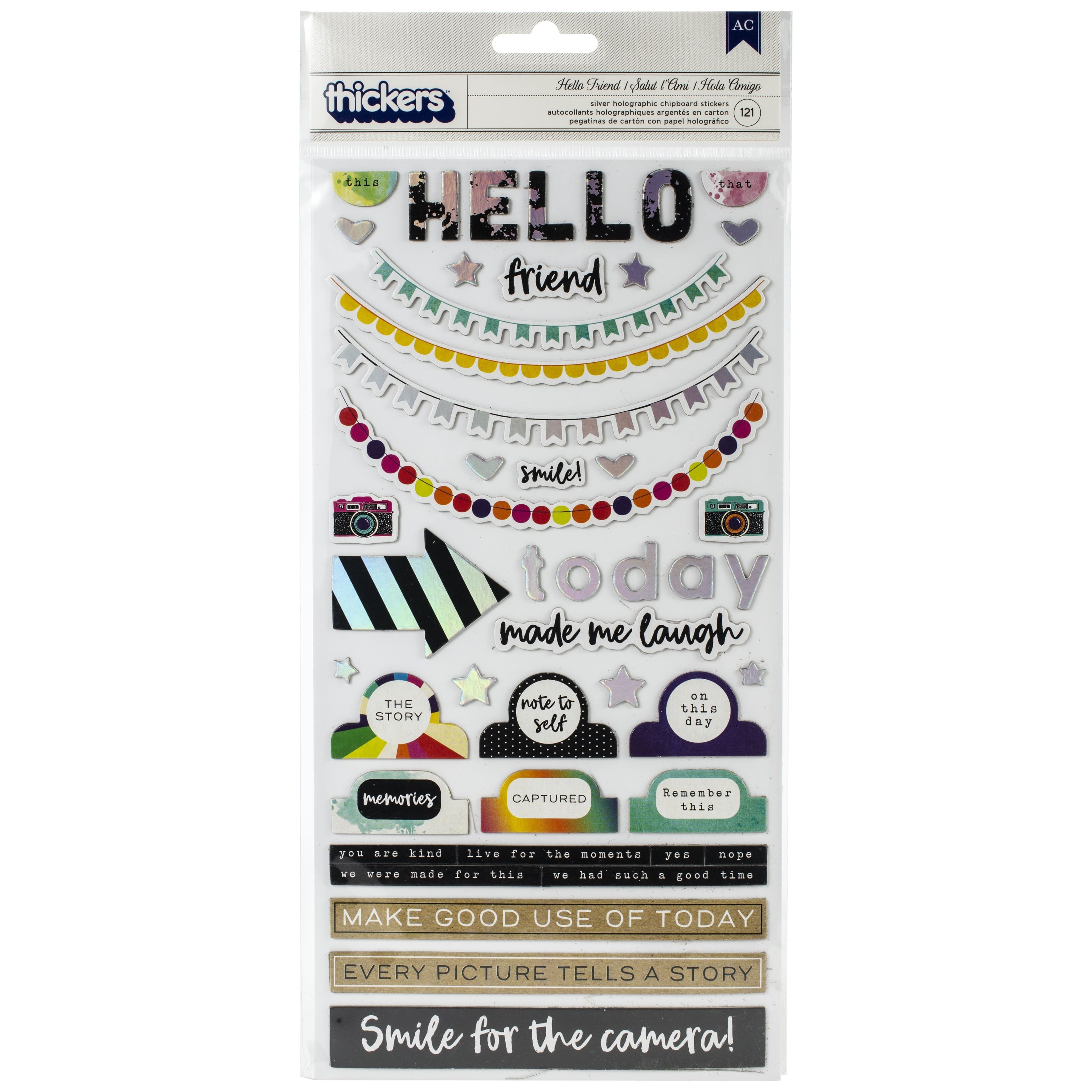Thickers&#x2122; Hello Friend Holographic Chipboard Stickers