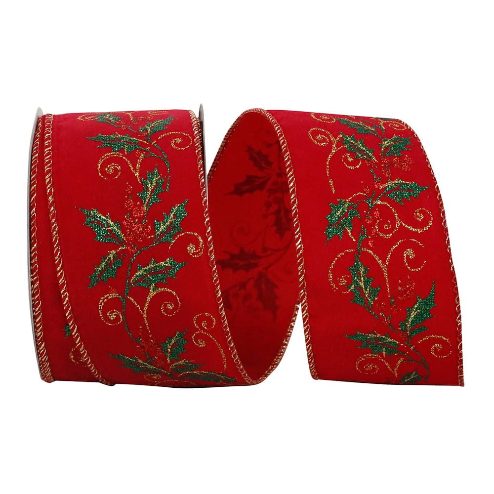 JAM Paper 2.5&#x22; x 25yd. Wired Holly Hope Ribbon