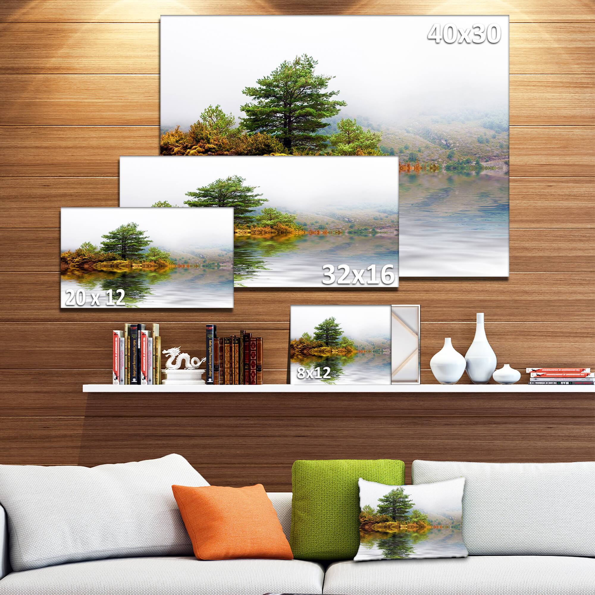 Designart - Pine Tree with Reflection - Landscape Photography Canvas Print