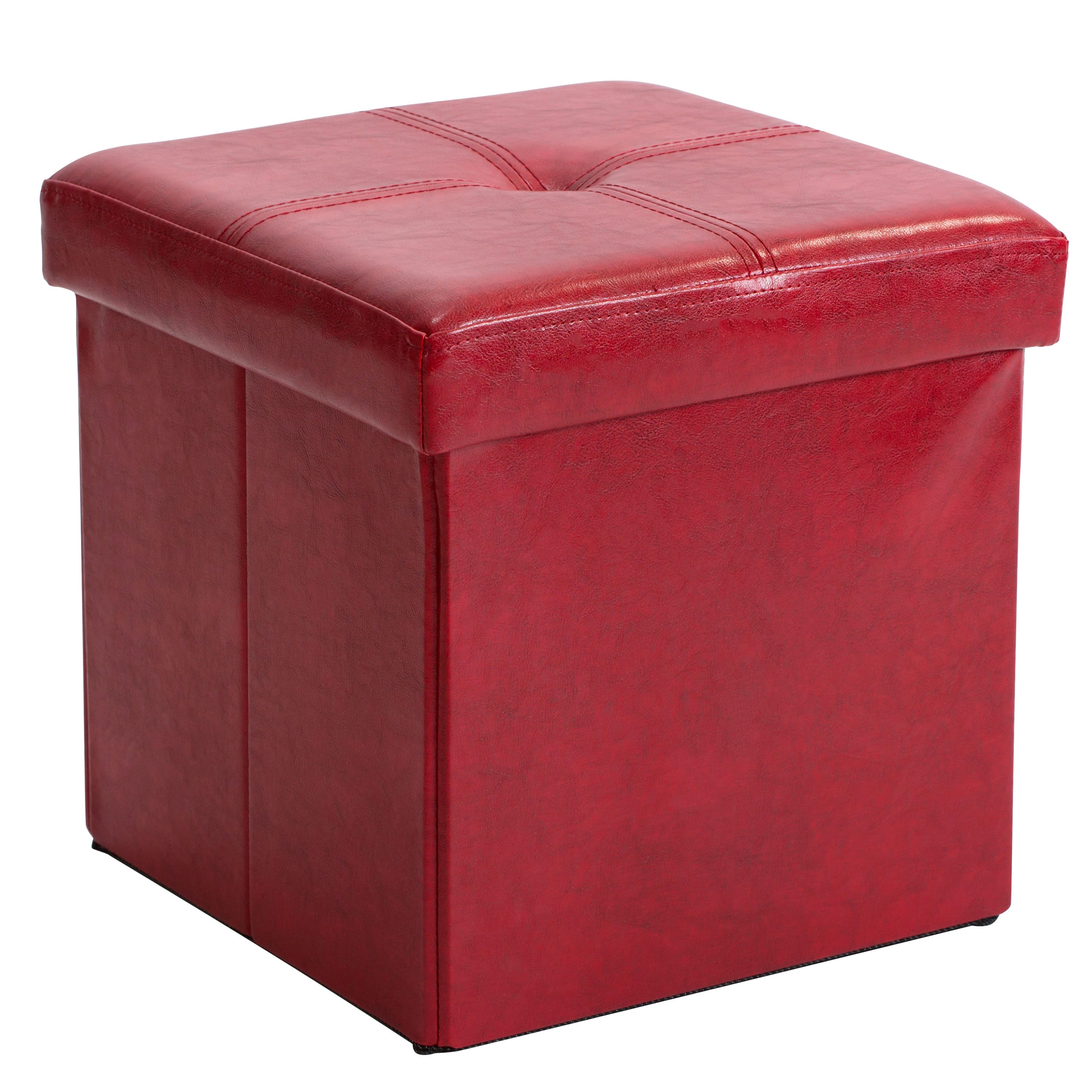 Simplify Faux Leather Folding Storage Ottoman Cube