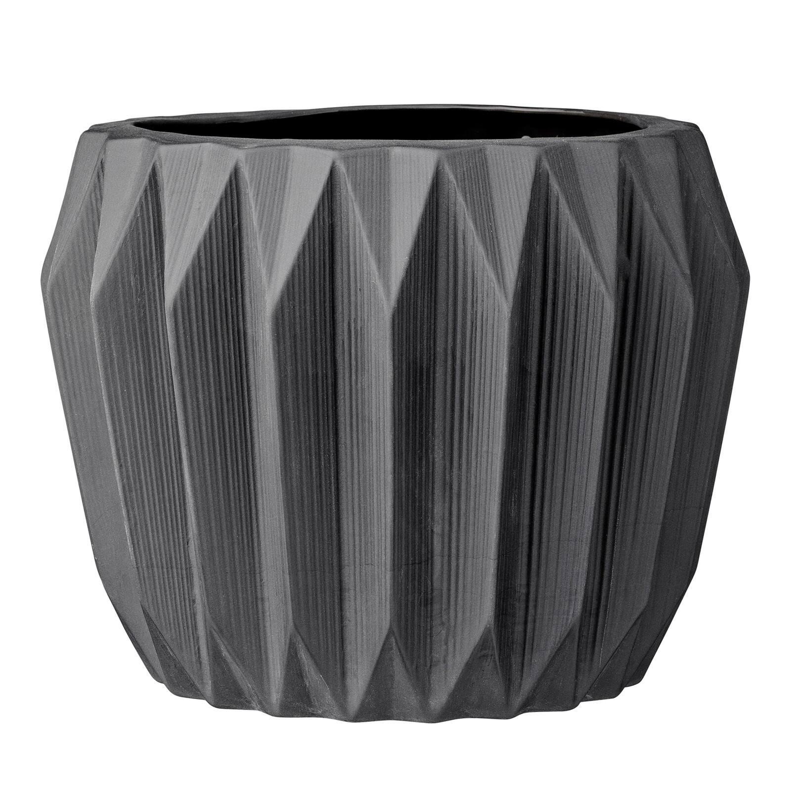 Hello Honey® 8" Round Gray Fluted Ceramic Flower Pot
