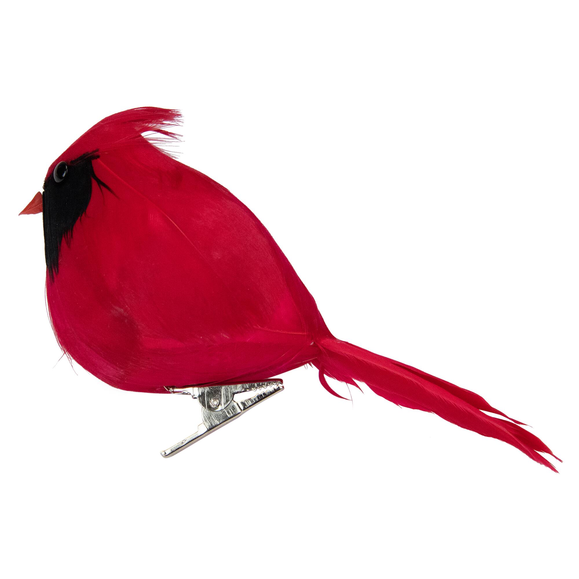 Cardinal Bird Clip-on Christmas Ornament - 5&#x22; - Red and Black