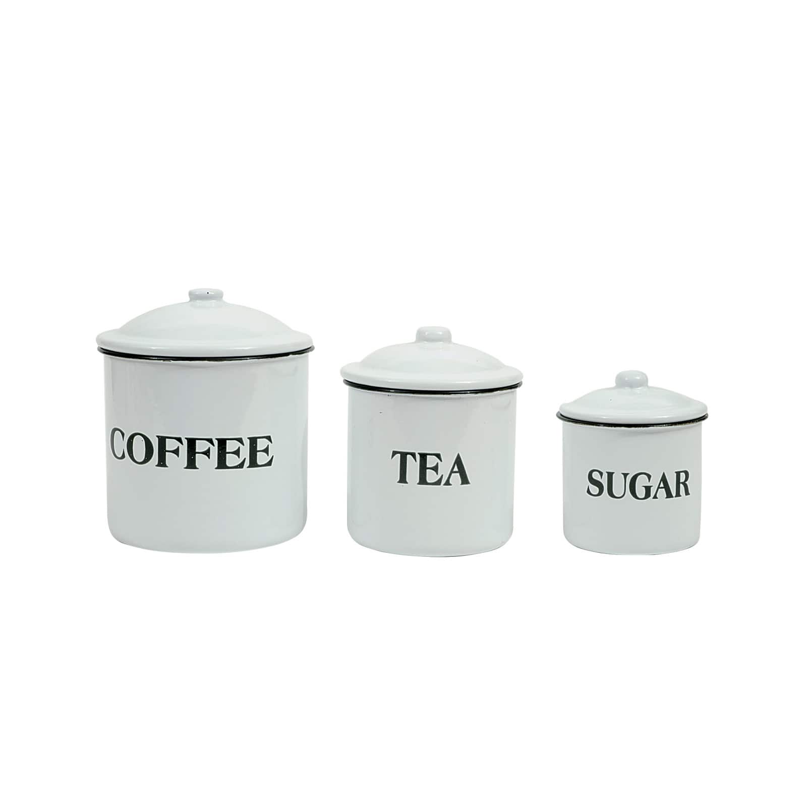 Metal Coffee, Tea &#x26; Sugar Containers Set