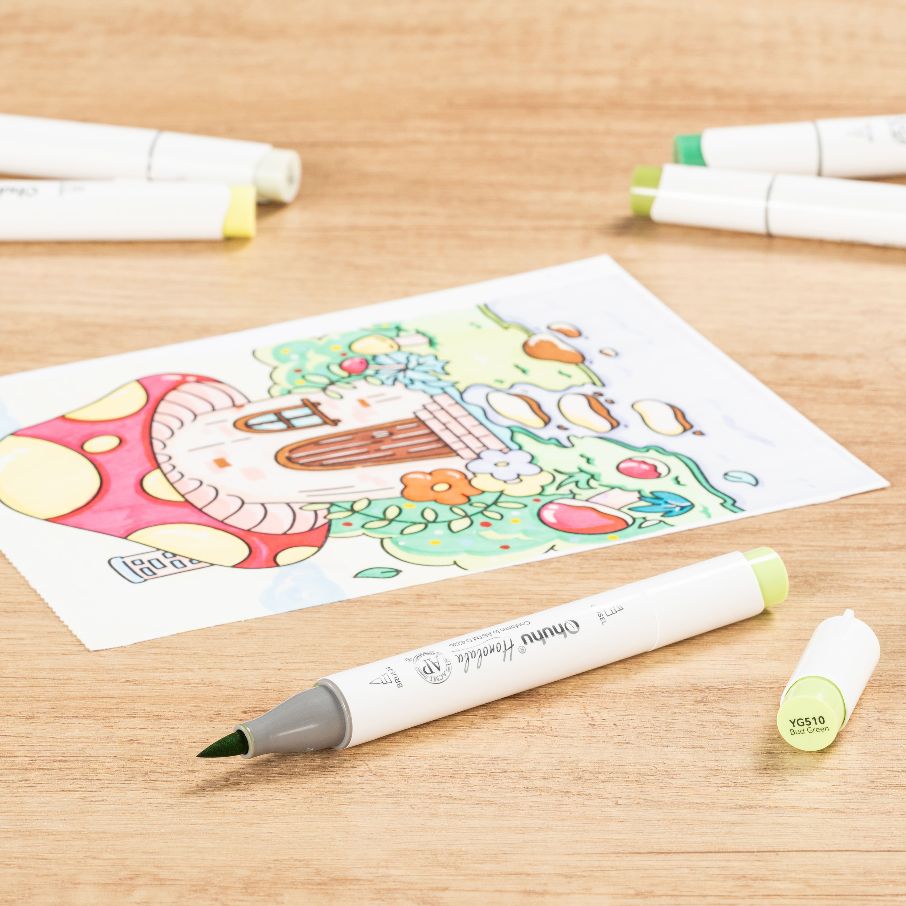 Ohuhu&#xAE; Honolulu Brush &#x26; Chisel Dual Tip Marker