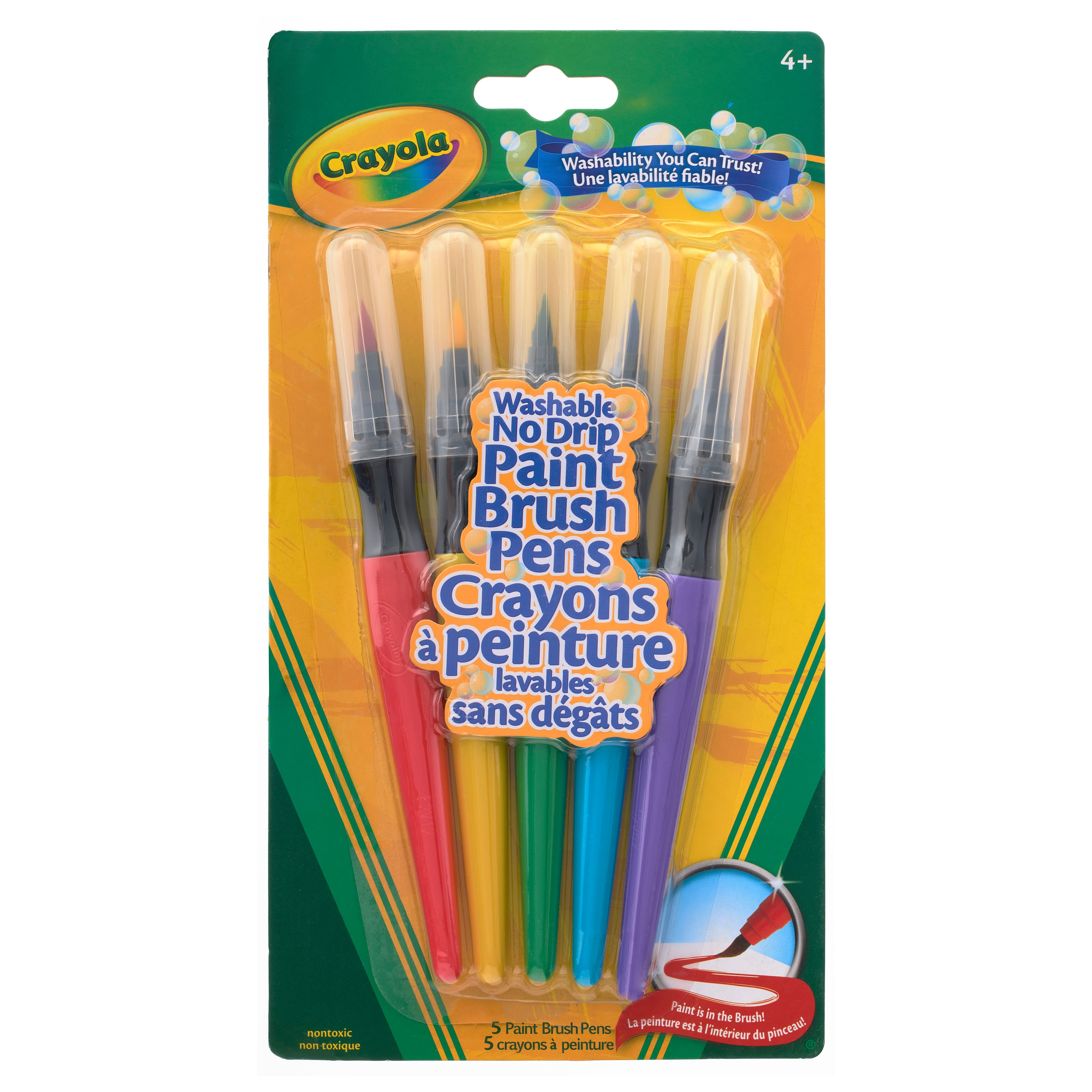  Crayola No-Drip Non-Toxic Paint Brush Pen Set,  Assorted Color, Set Of 40 : Learning: Supplies