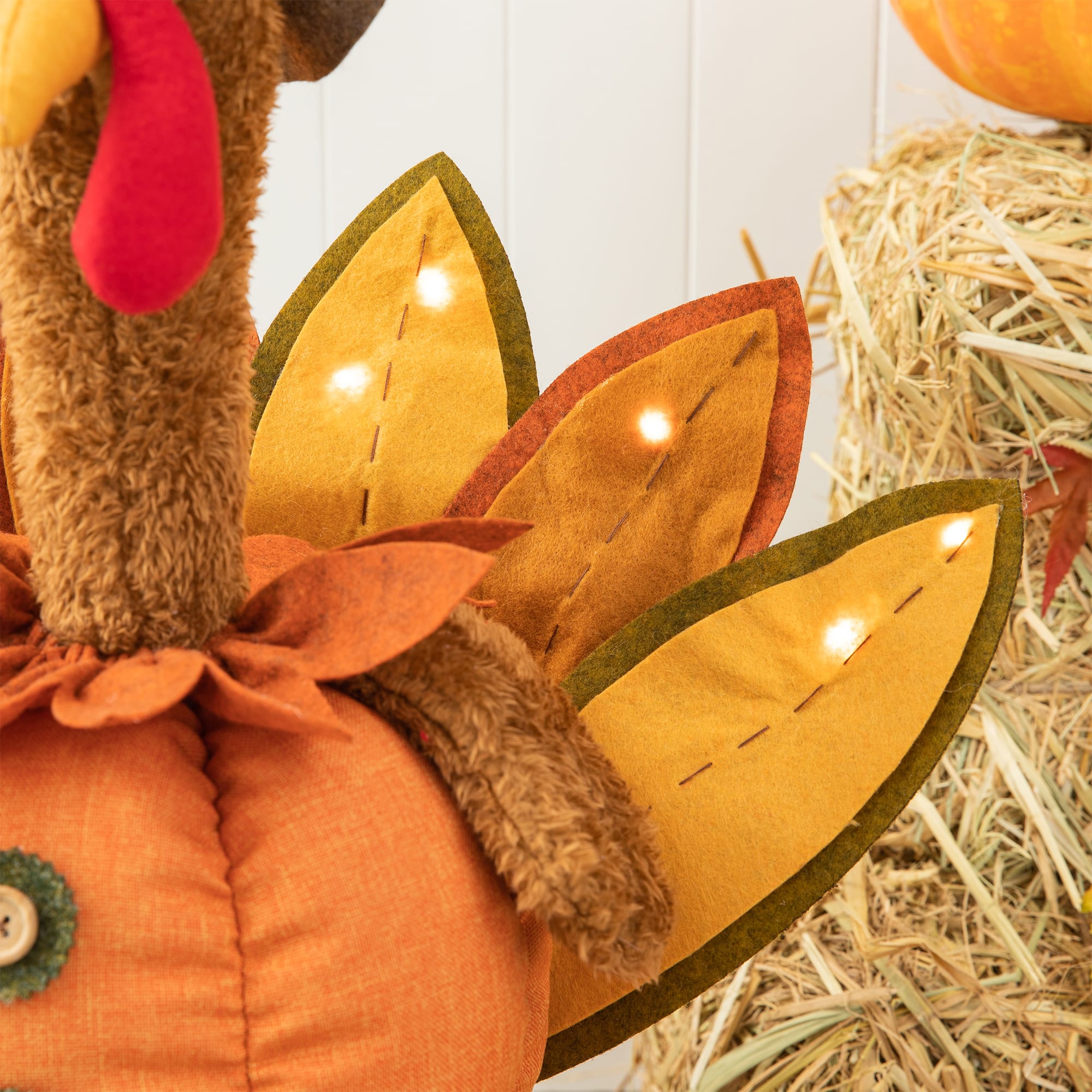 Glitzhome® Lighted Fabric Turkey Standing Décor with Telescoping Legs & Timer