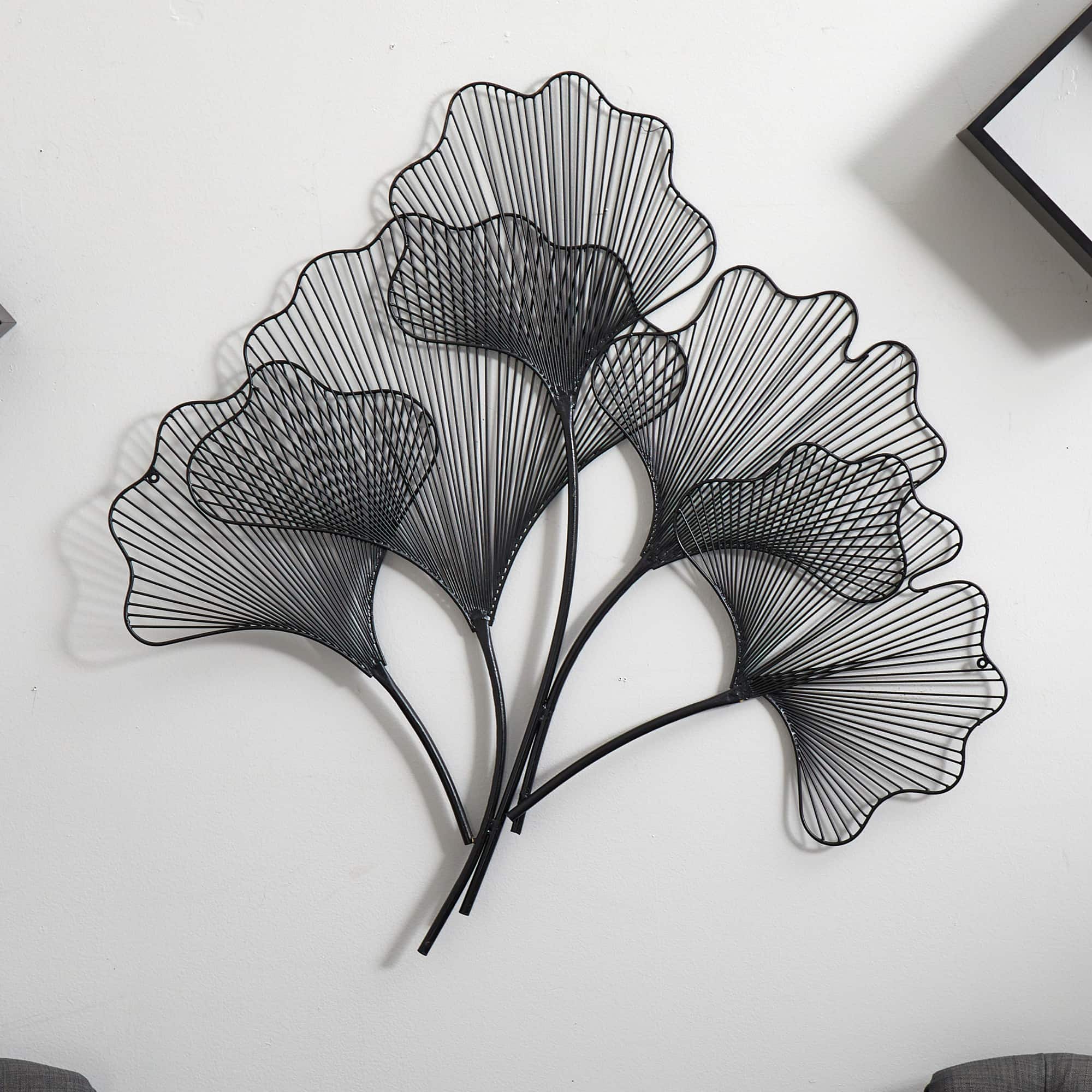 35&#x22; Modern Ginkgo Leaf Metal Wall Art Decor