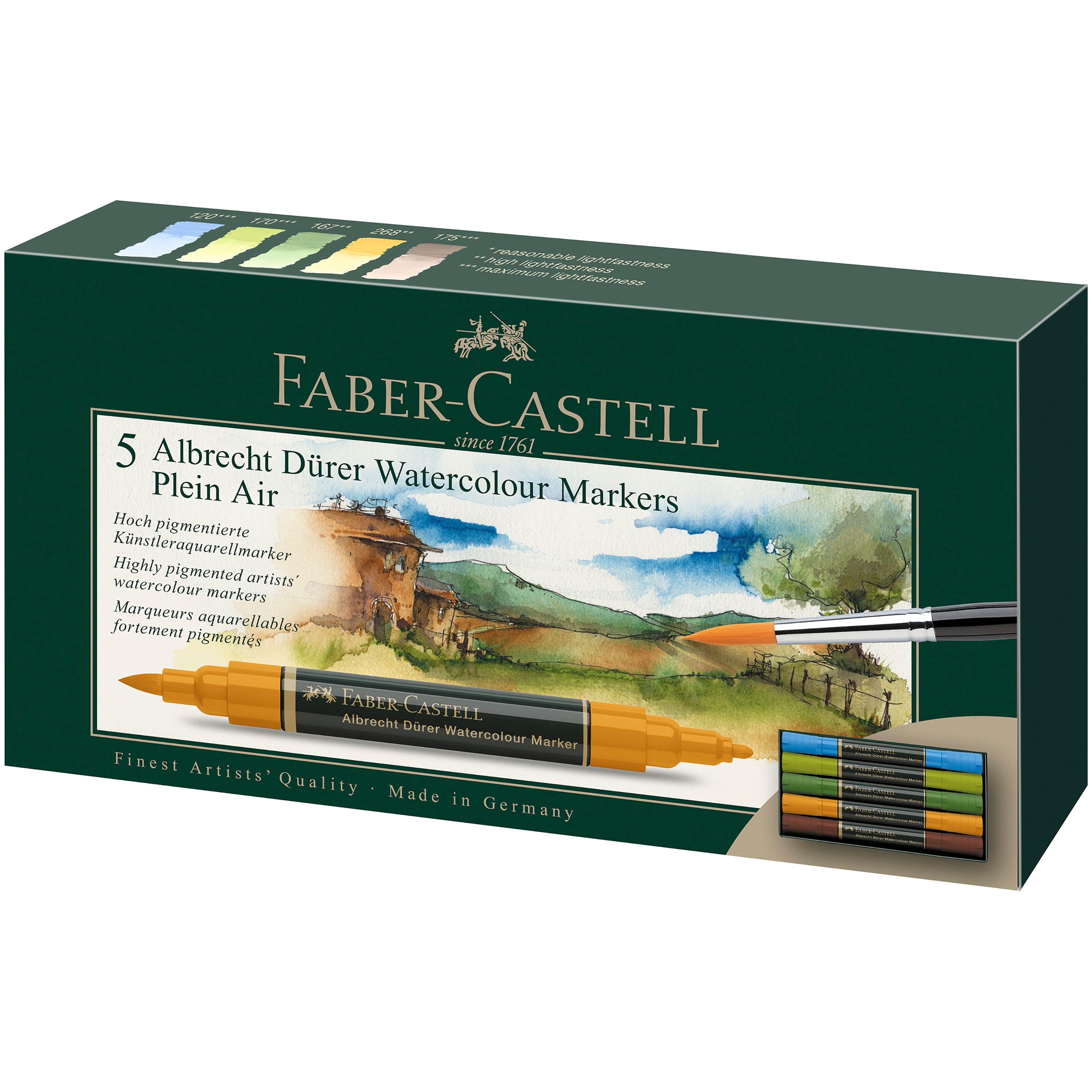 Faber-Castell&#xAE; Arbrecht D&#xFC;rer 5-Piece Watercolor Marker Set