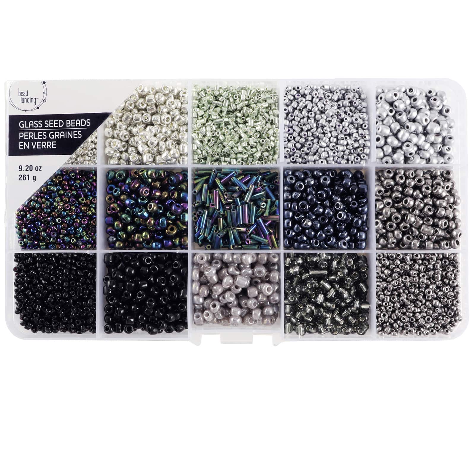 6 Pack: Black & Silver Mix Glass Seed Beads by Bead Landing™